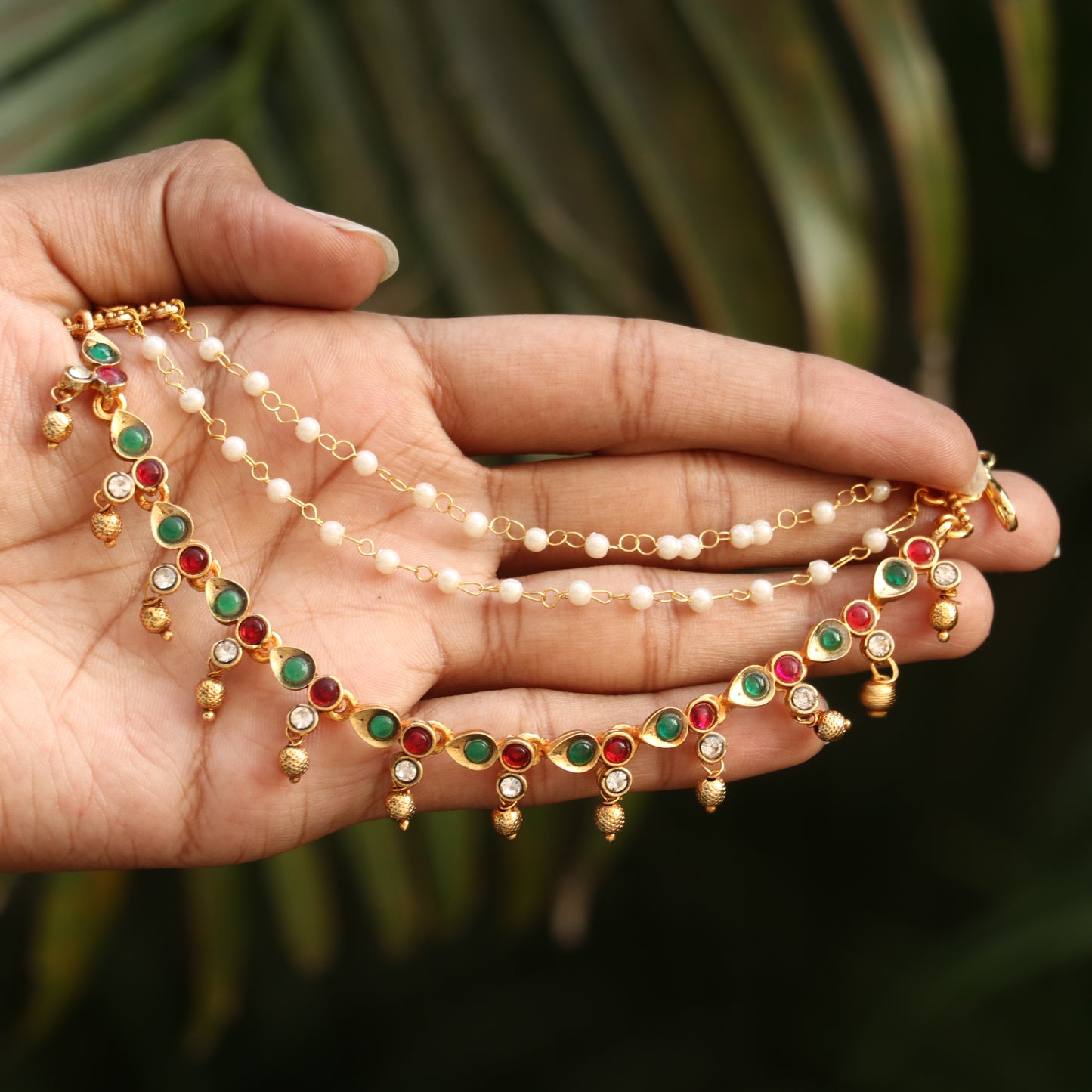 Antique Lakshmi Jhumkas with Ear Chain