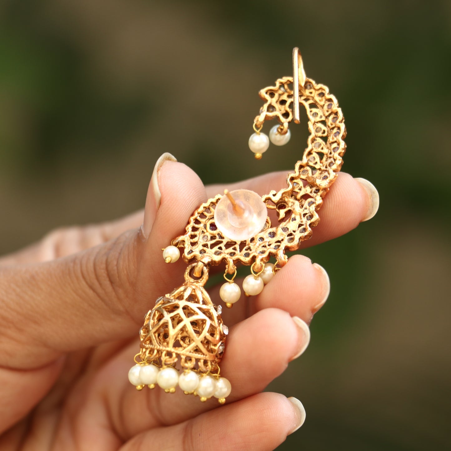 Antique Peacock Ear Cuff Jhumkas