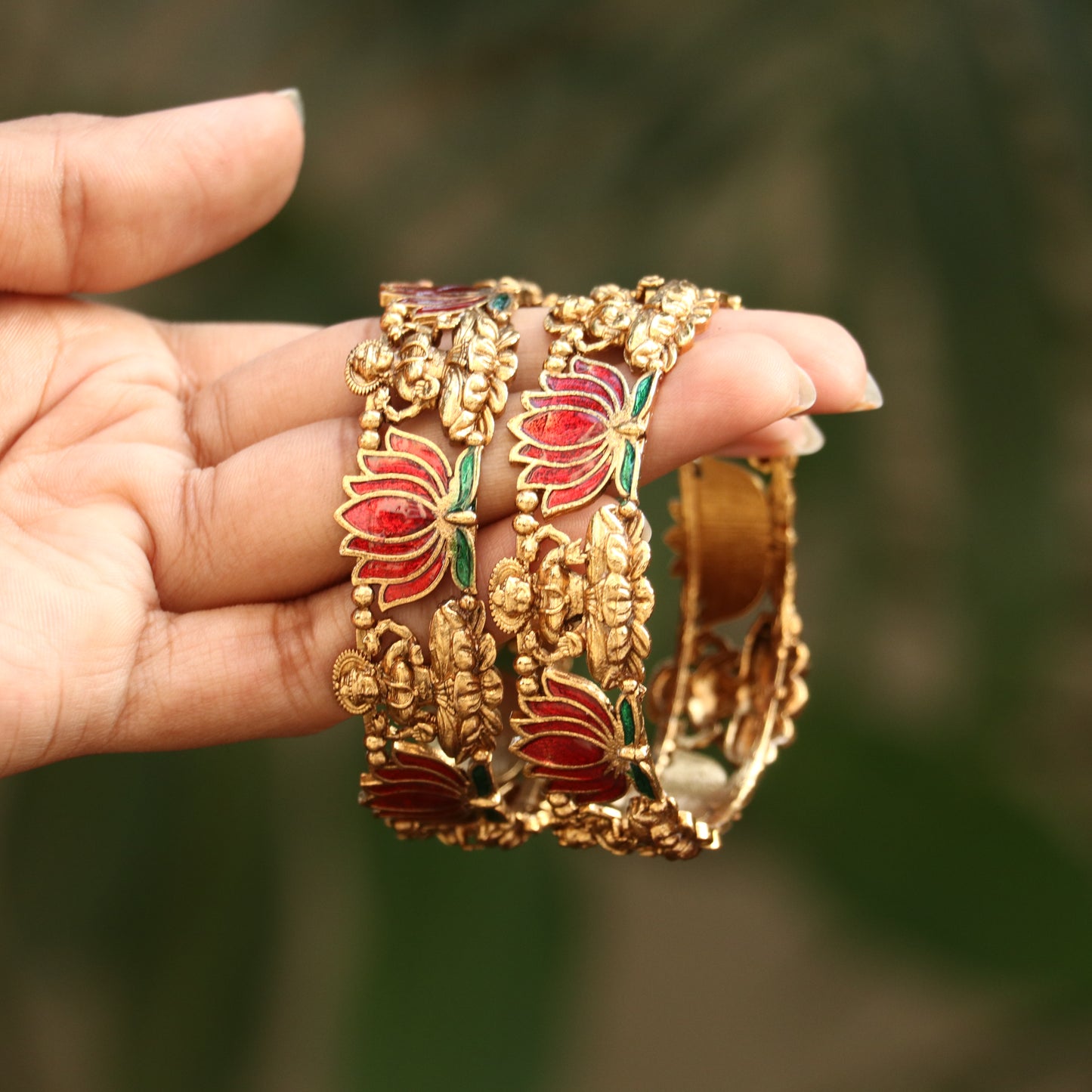 Antique Lotus Lakshmi Bangles
