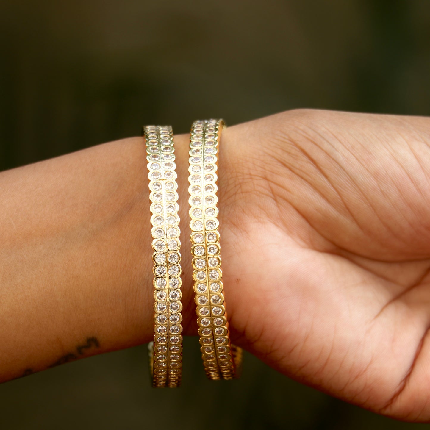 White Stone Bangles