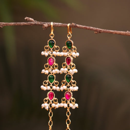 Green Kemp Pearl Ear Chains