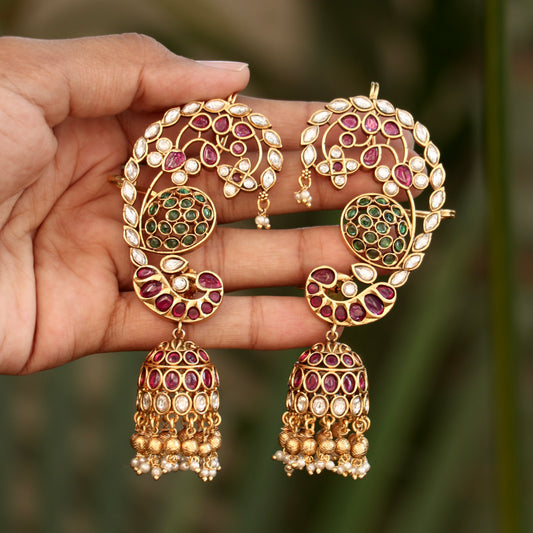 Peacock Kemp Stone Ear Cuffs