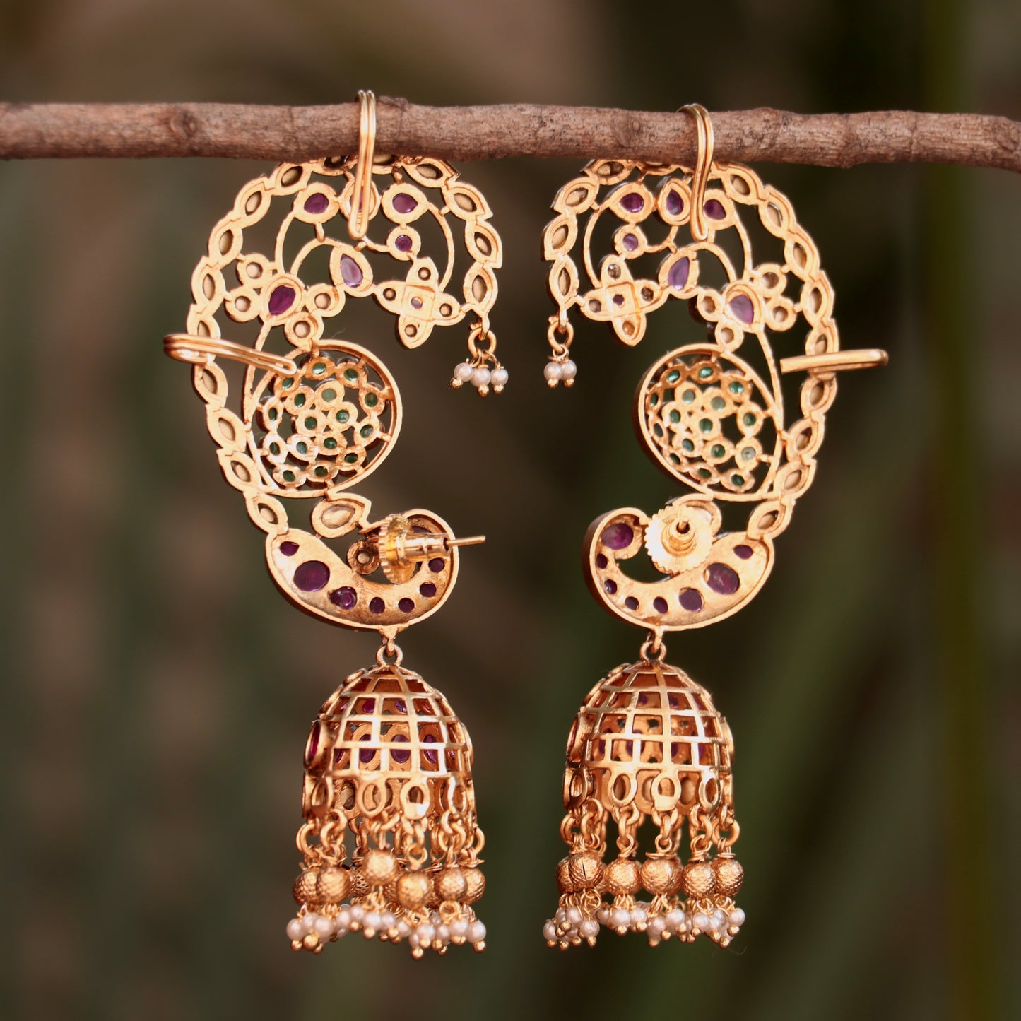 Peacock Kemp Stone Ear Cuffs