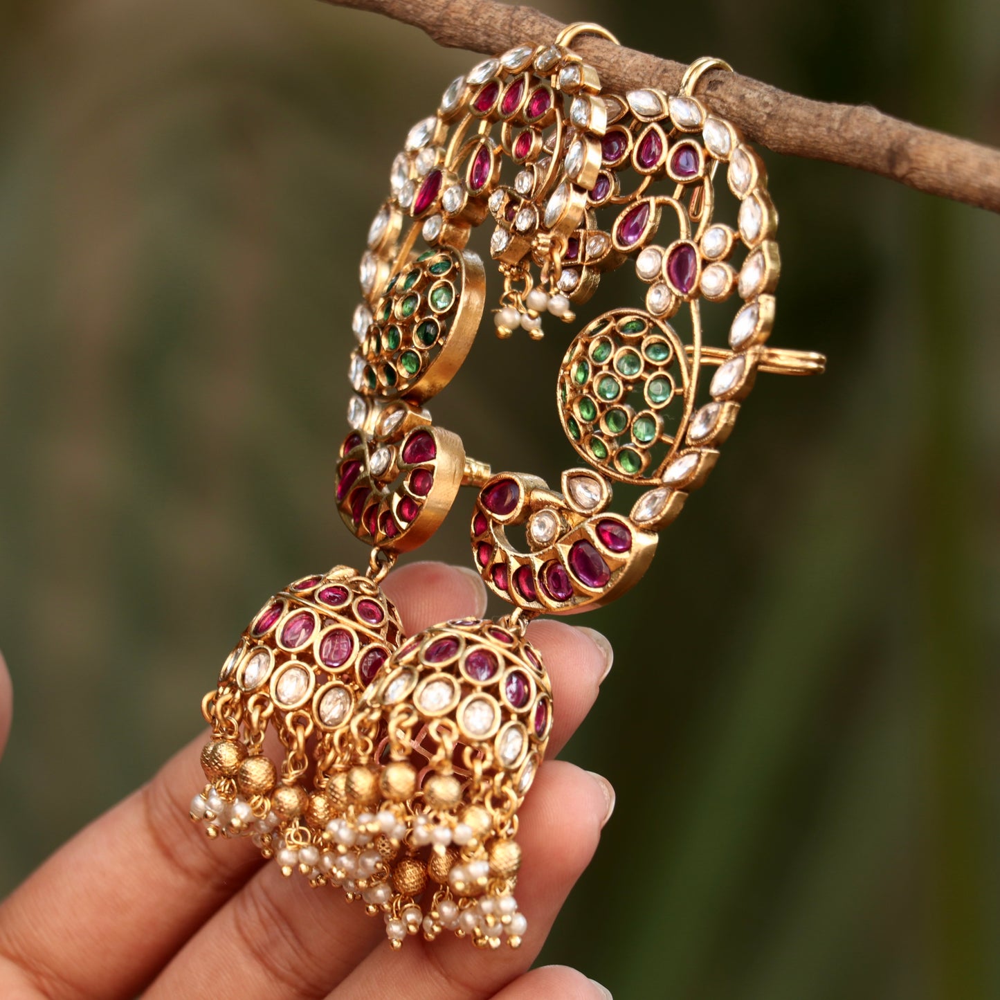 Peacock Kemp Stone Ear Cuffs