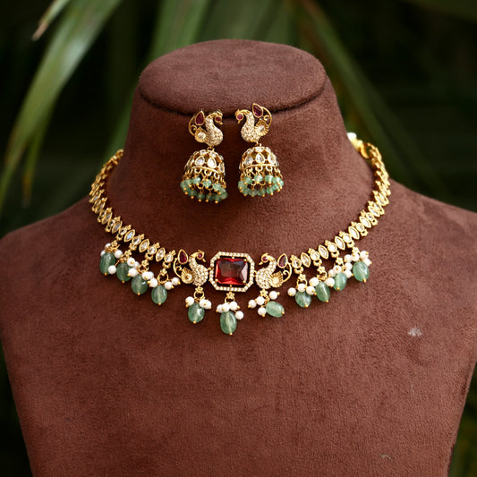 AD Stone Peacock Choker
