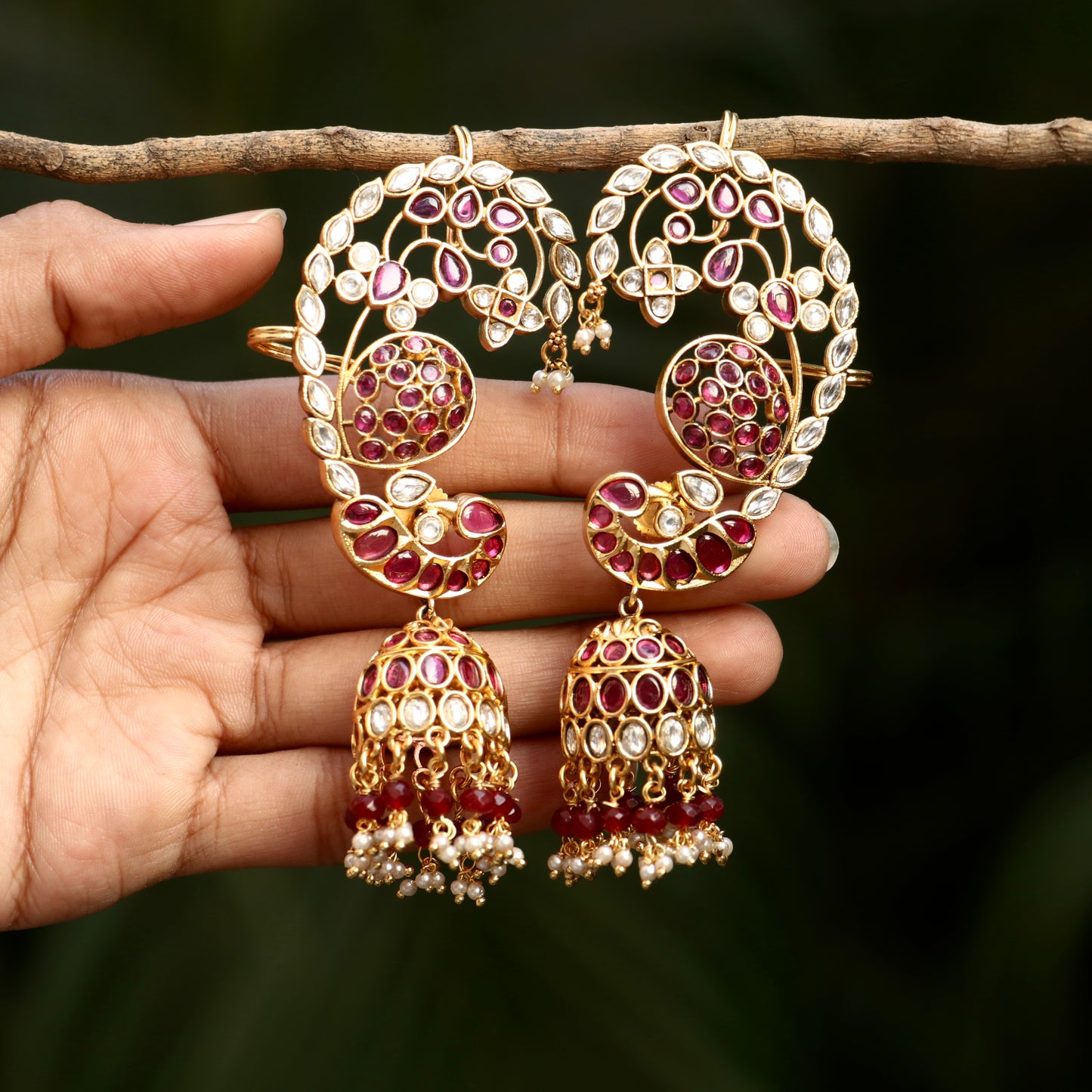 Ruby Peacock Ear Cuffs