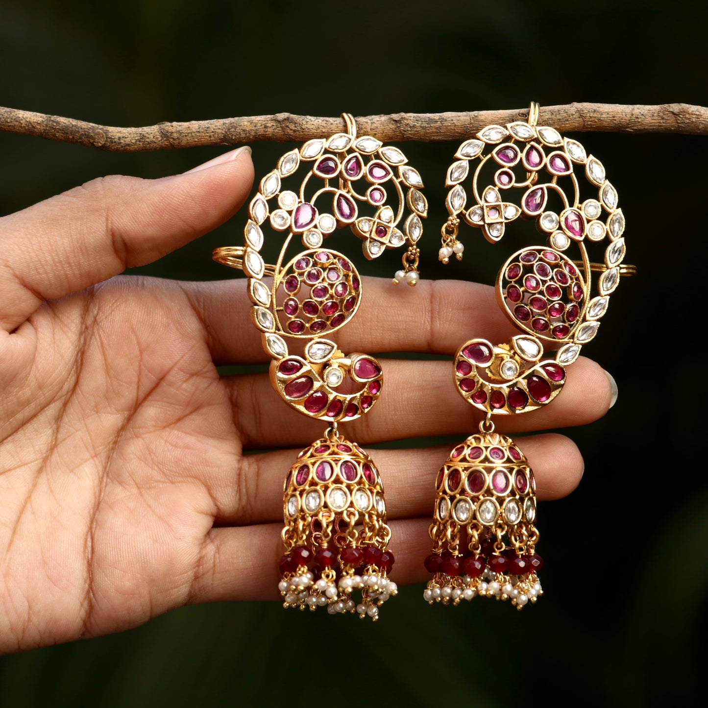 Ruby Peacock Ear Cuffs