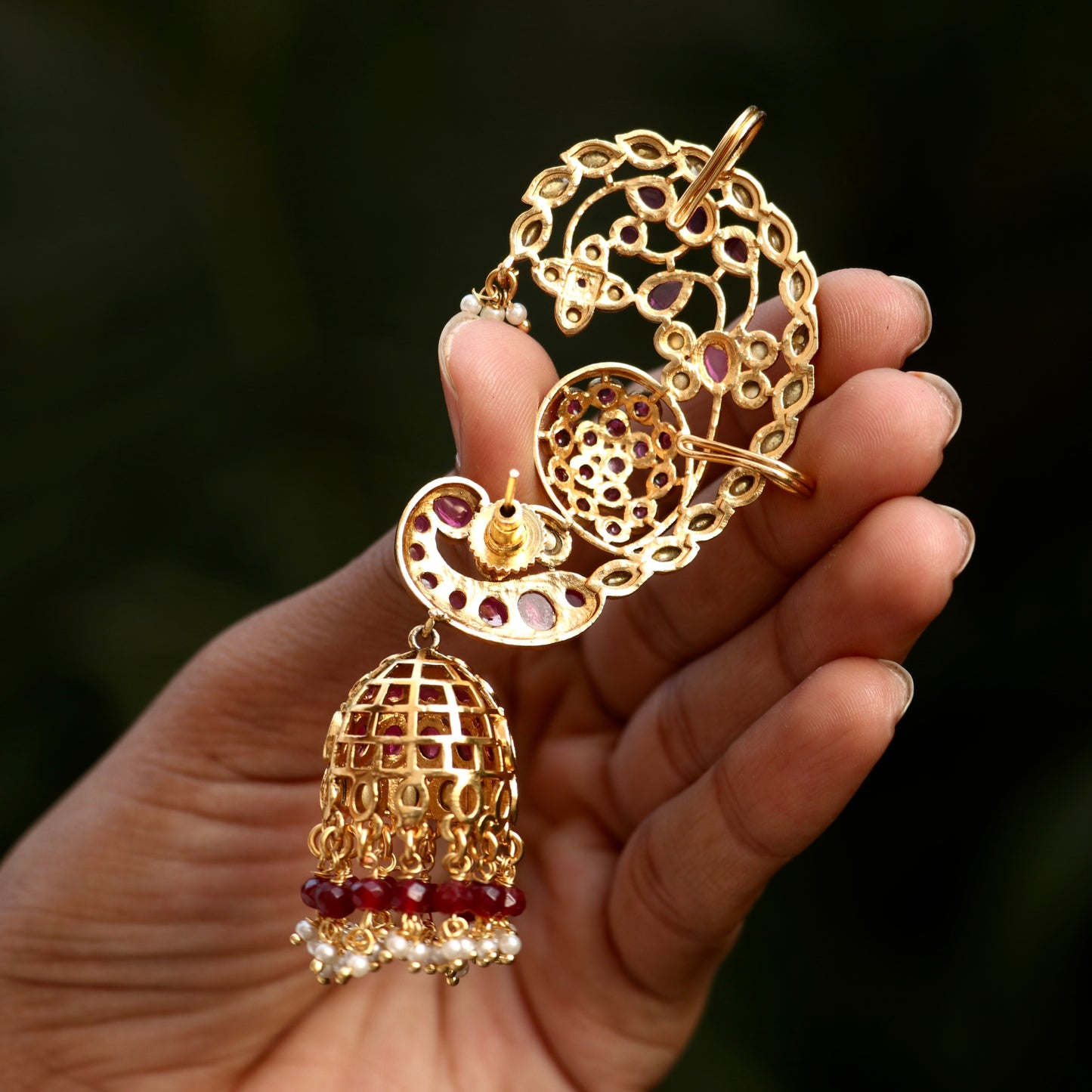 Ruby Peacock Ear Cuffs