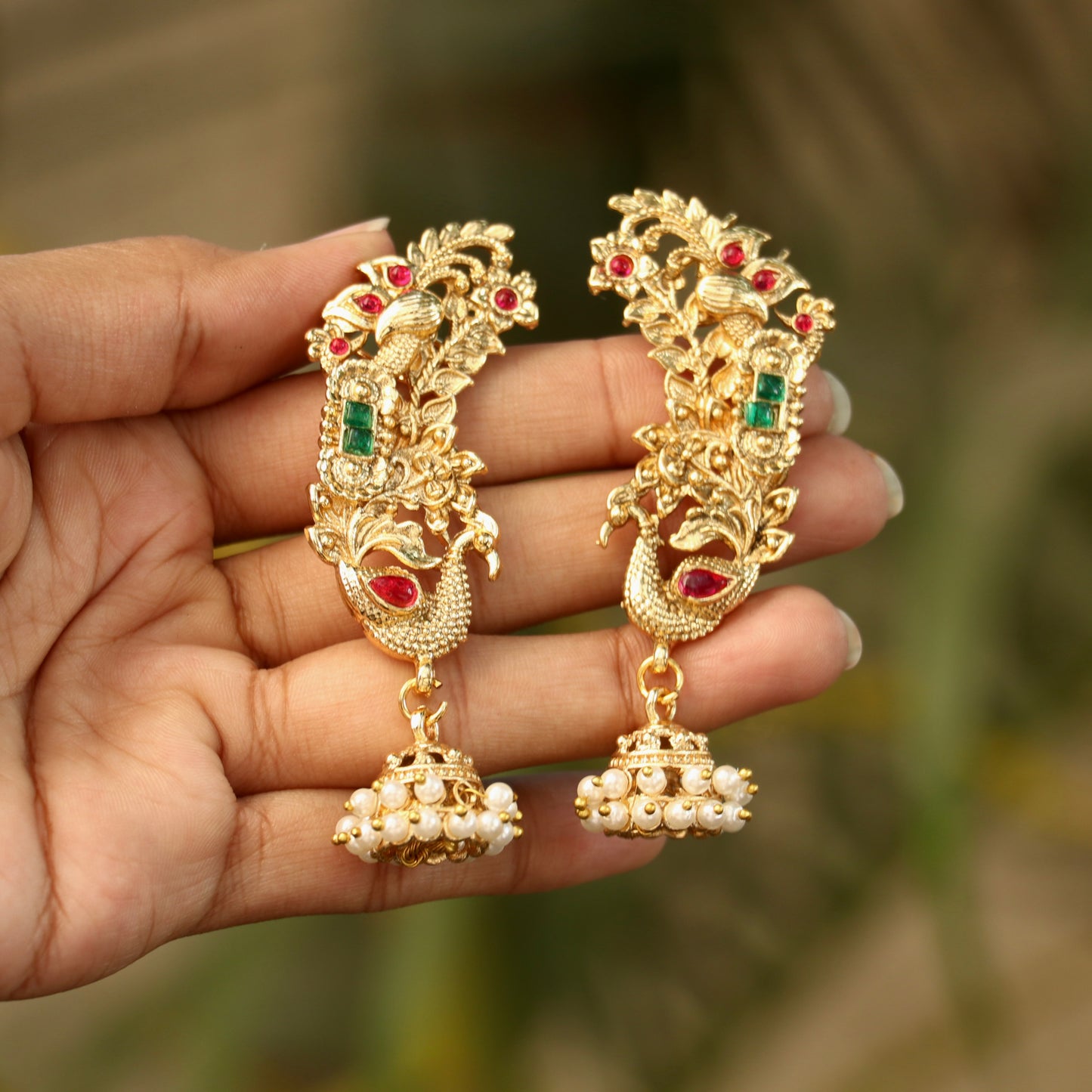 Antique Peacock Ear Cuffs