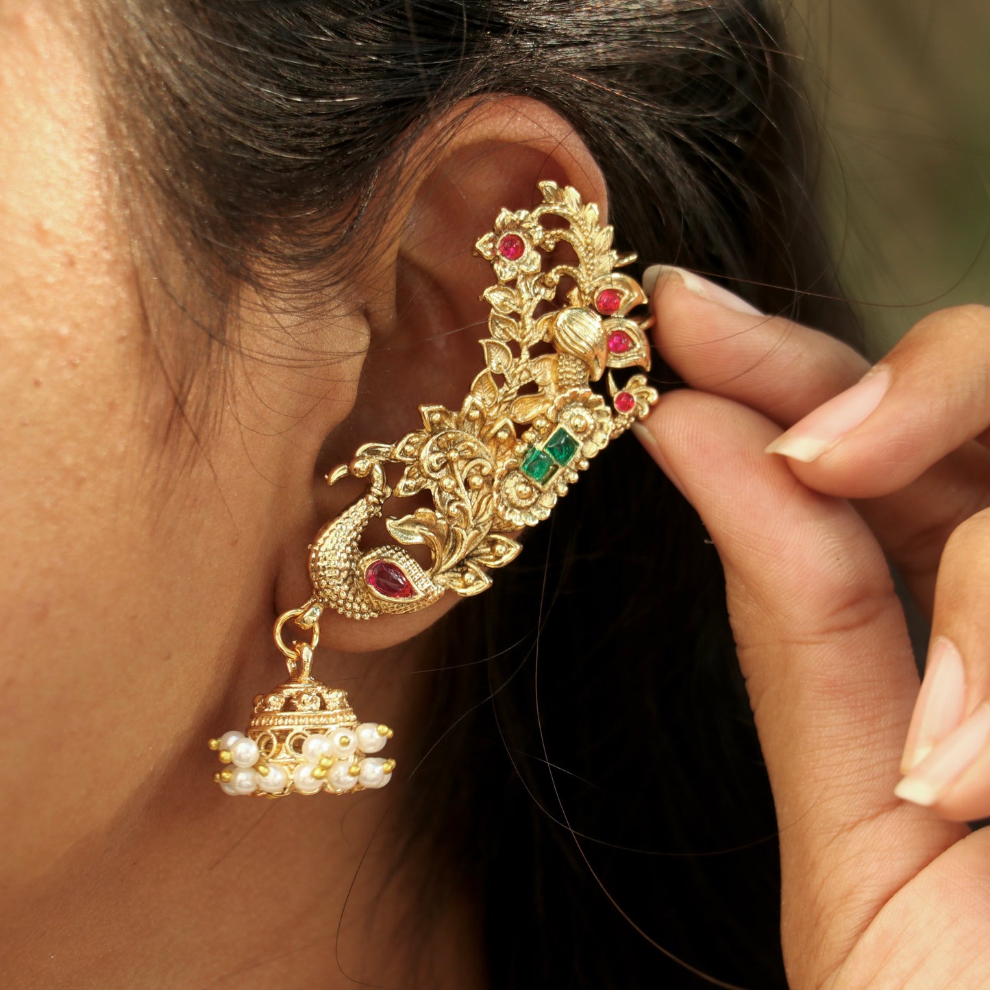 Antique Peacock Ear Cuffs