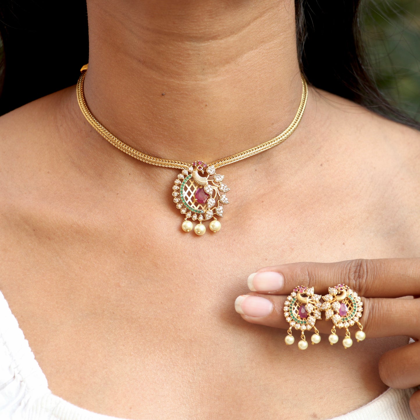 Peacock Antique Attigai Necklace