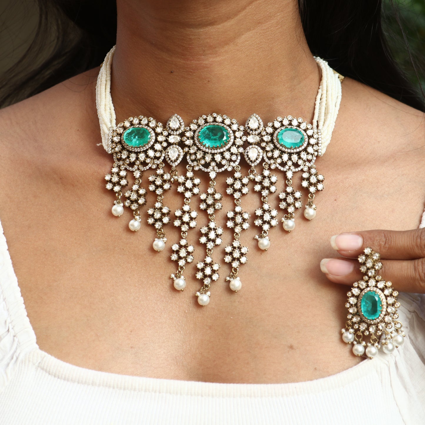 Moissanite Victorian Finish Choker