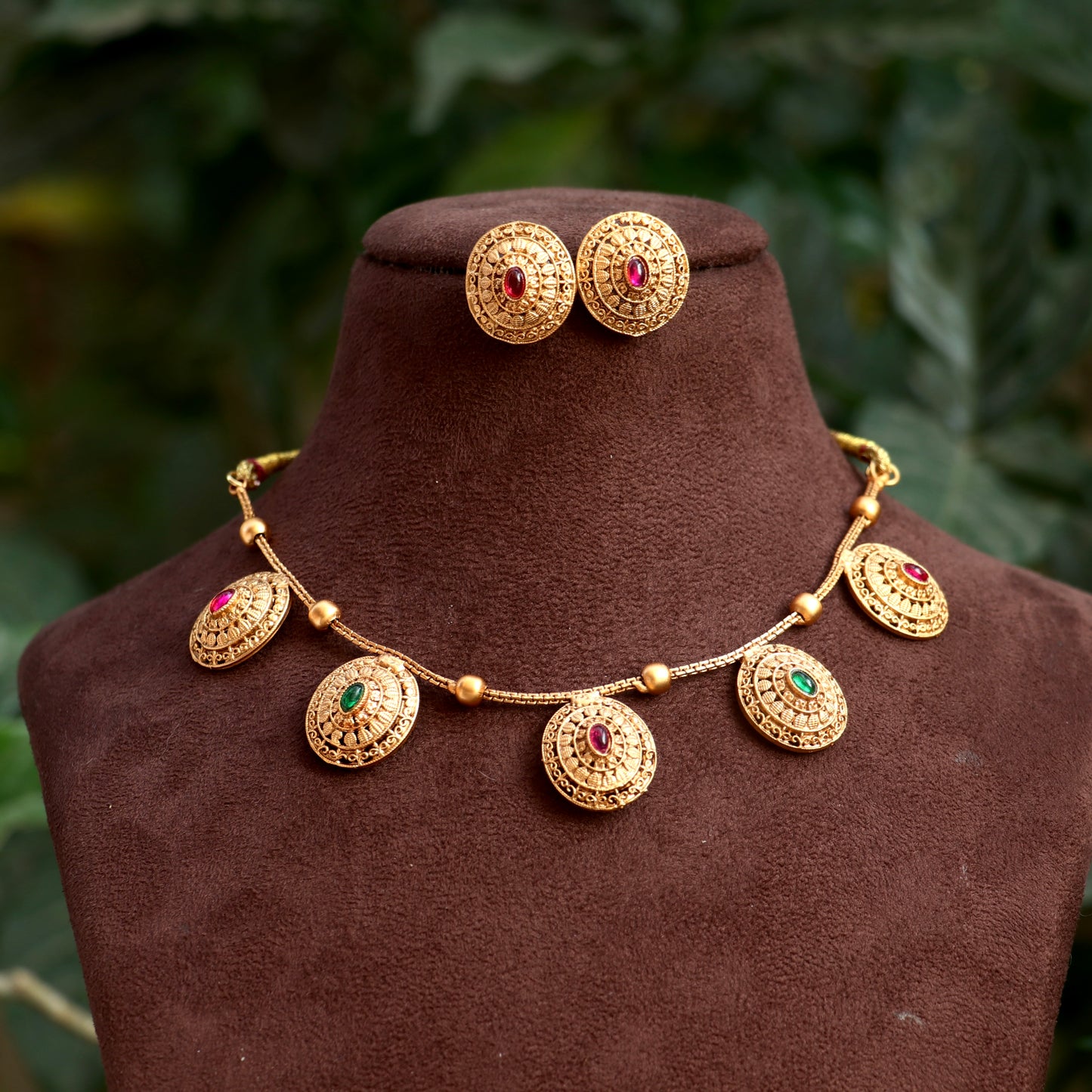 Antique Floral Pendants Chain Necklace