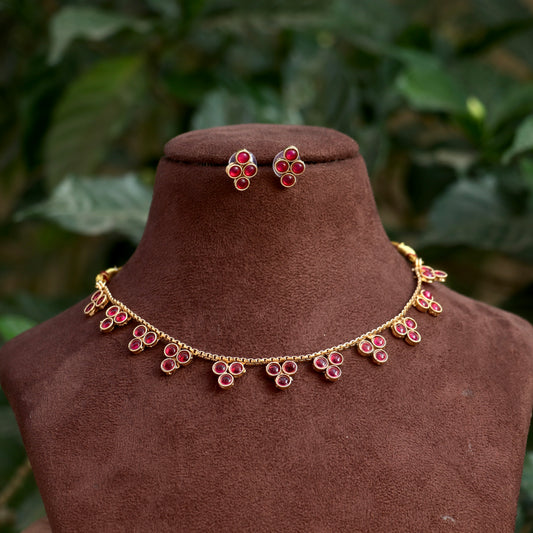 Antique Ruby Stone Chain Necklace