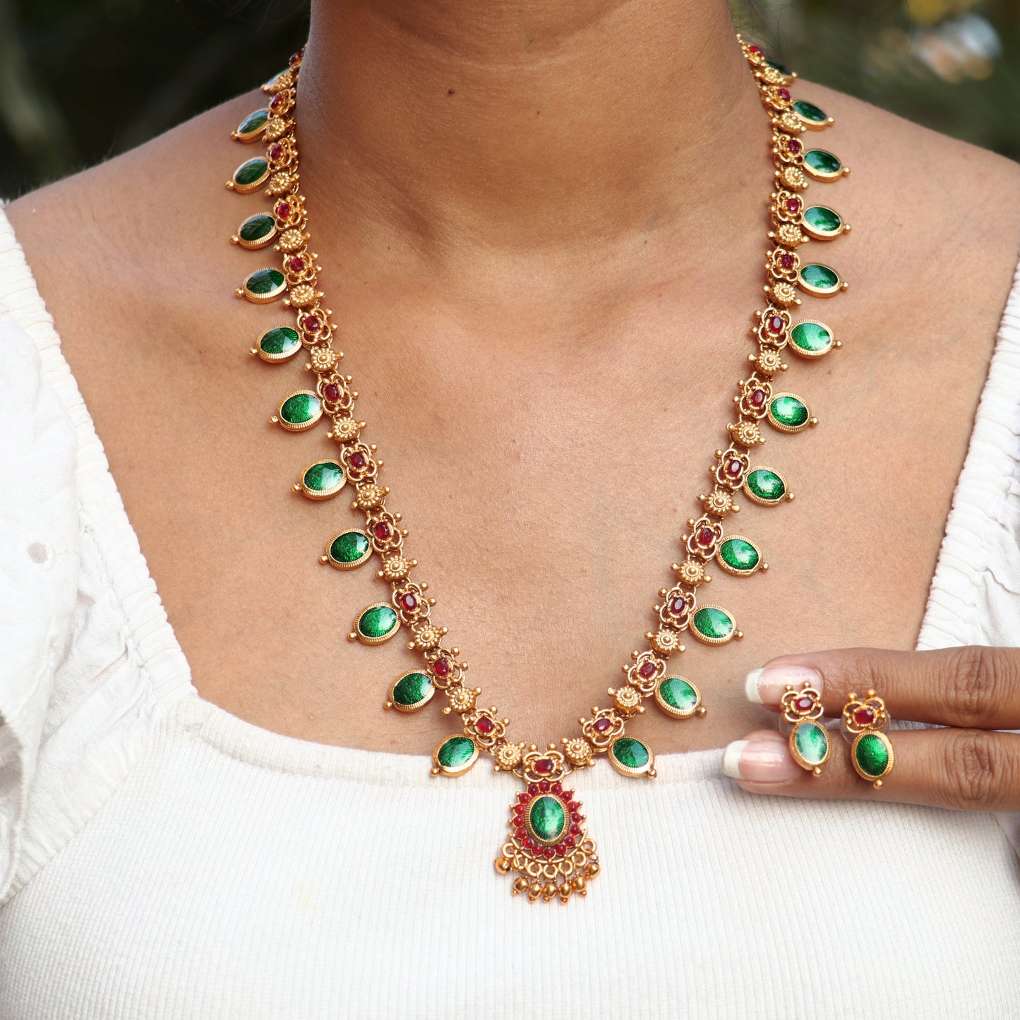 Ruby Kerala Palakka Long Necklace