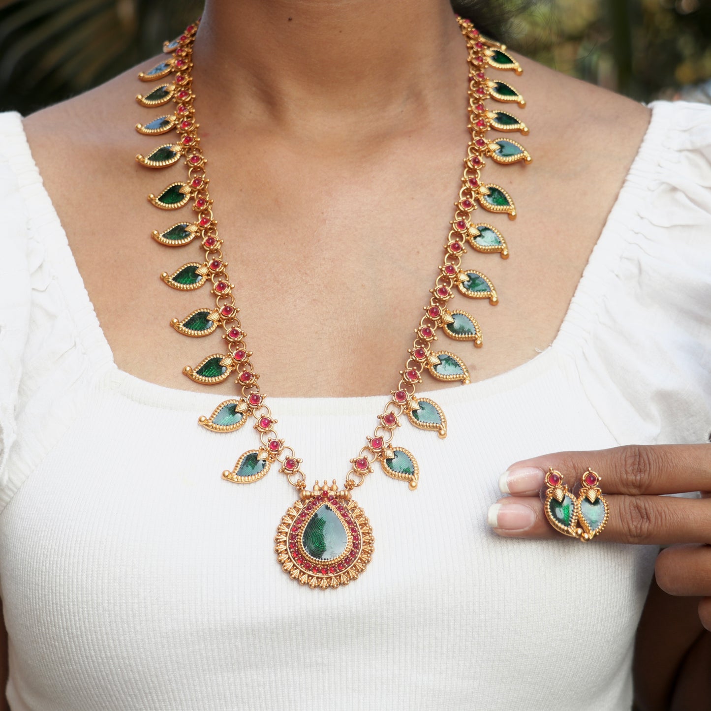 Mango Kerala Palakka Long Necklace