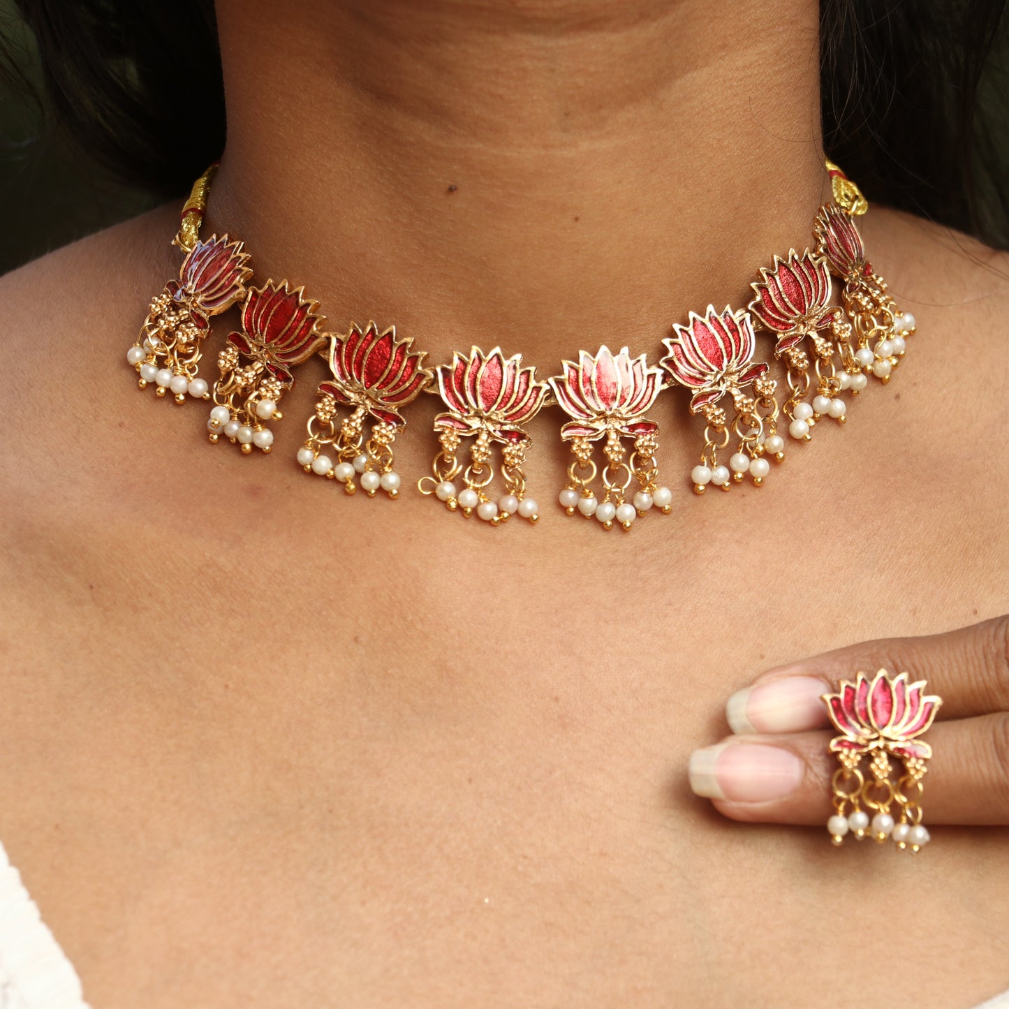 Lotus Meenakari Necklace