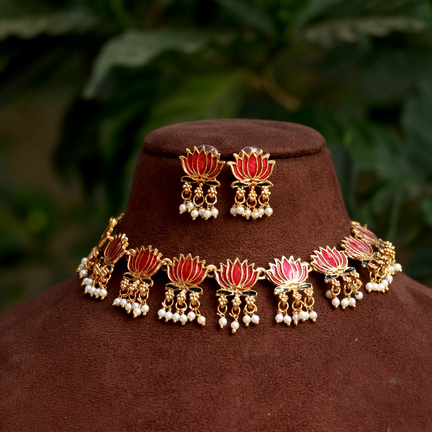 Lotus Meenakari Necklace