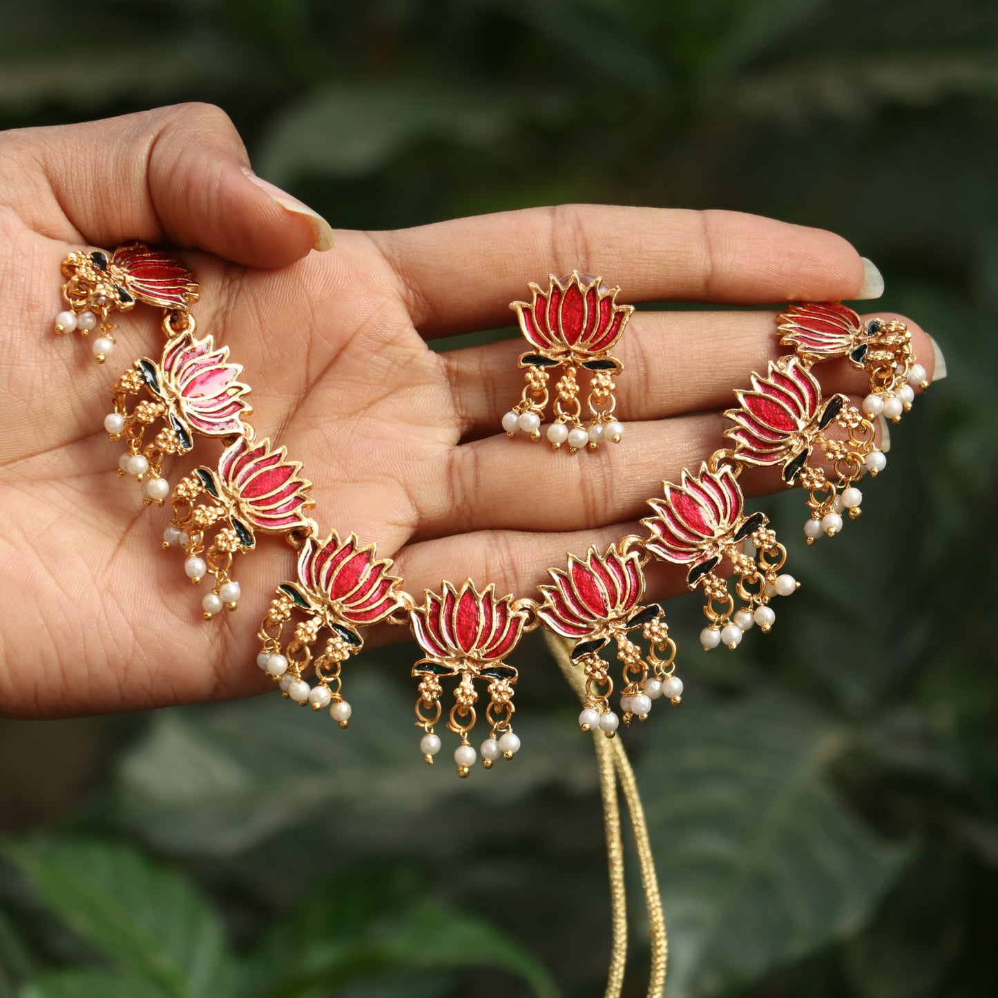 Lotus Meenakari Necklace