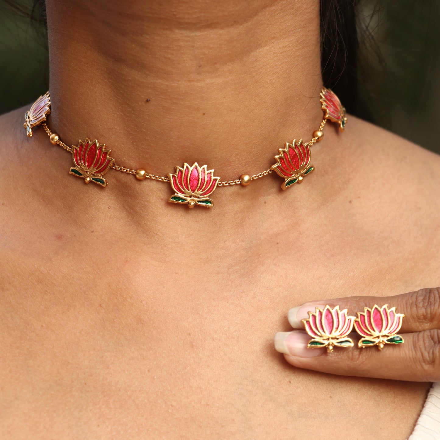 Lotus Meenakari Necklace