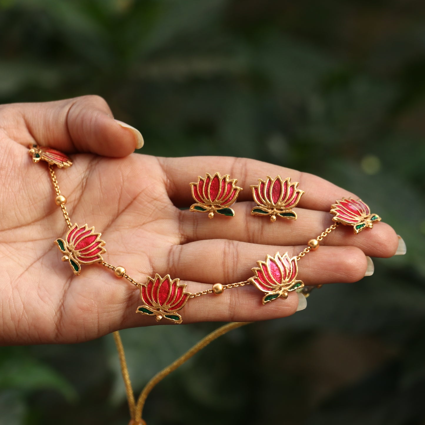 Lotus Meenakari Necklace
