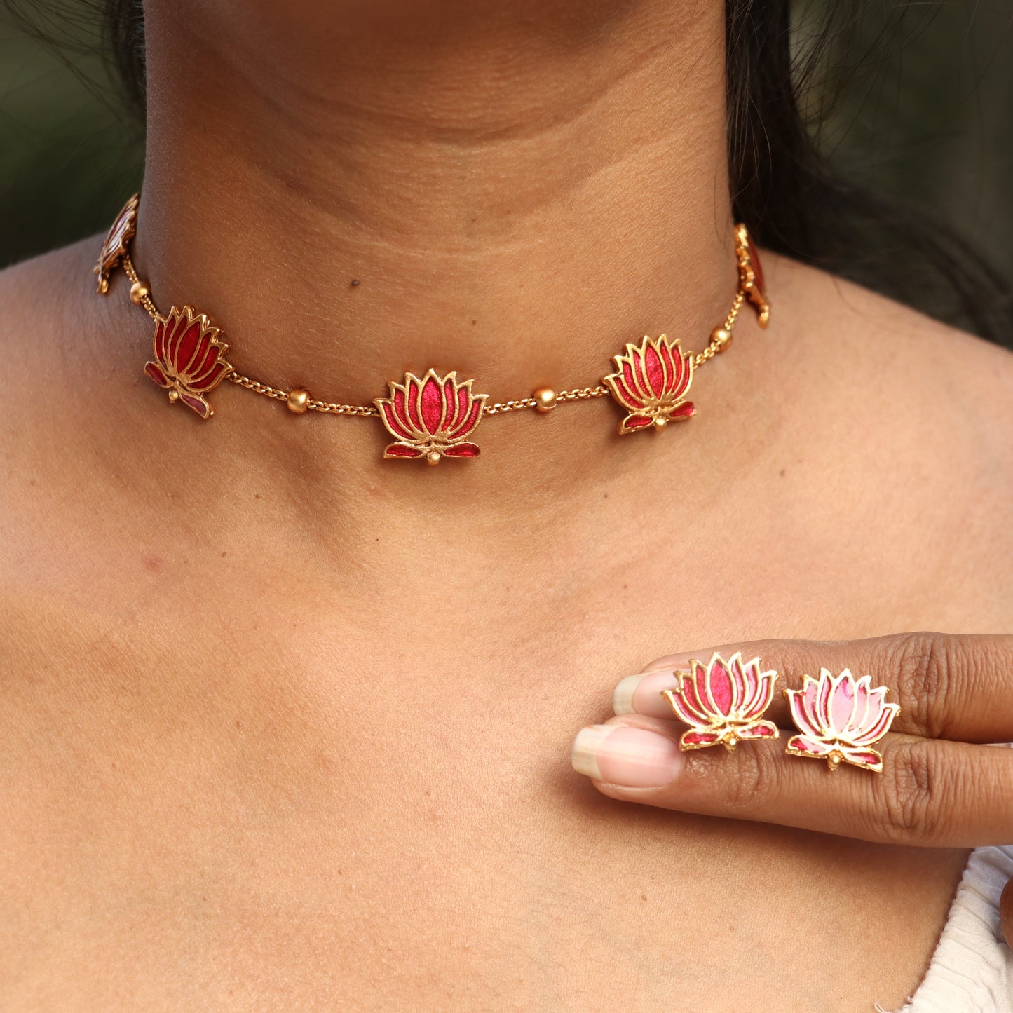 Lotus Meenakari Necklace