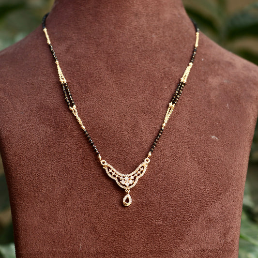 AD Black Beads Mangalsutra