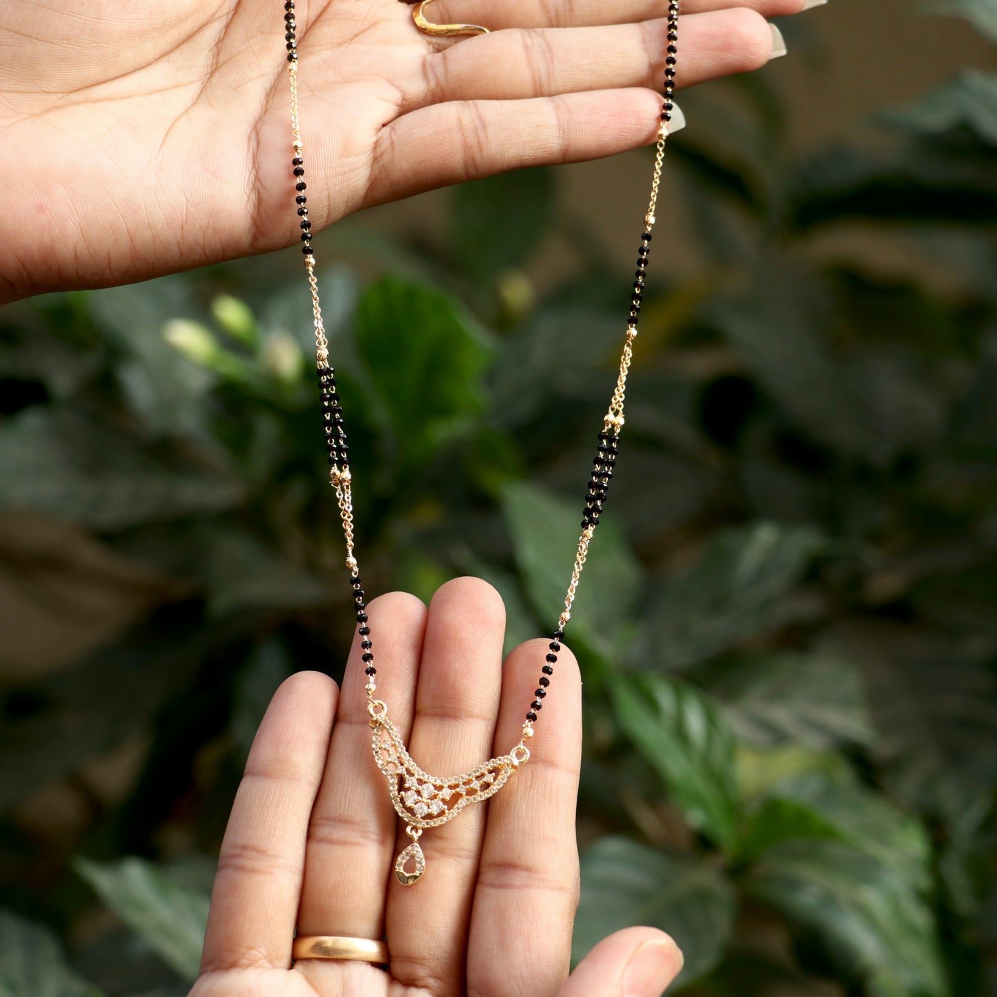 AD Black Beads Mangalsutra