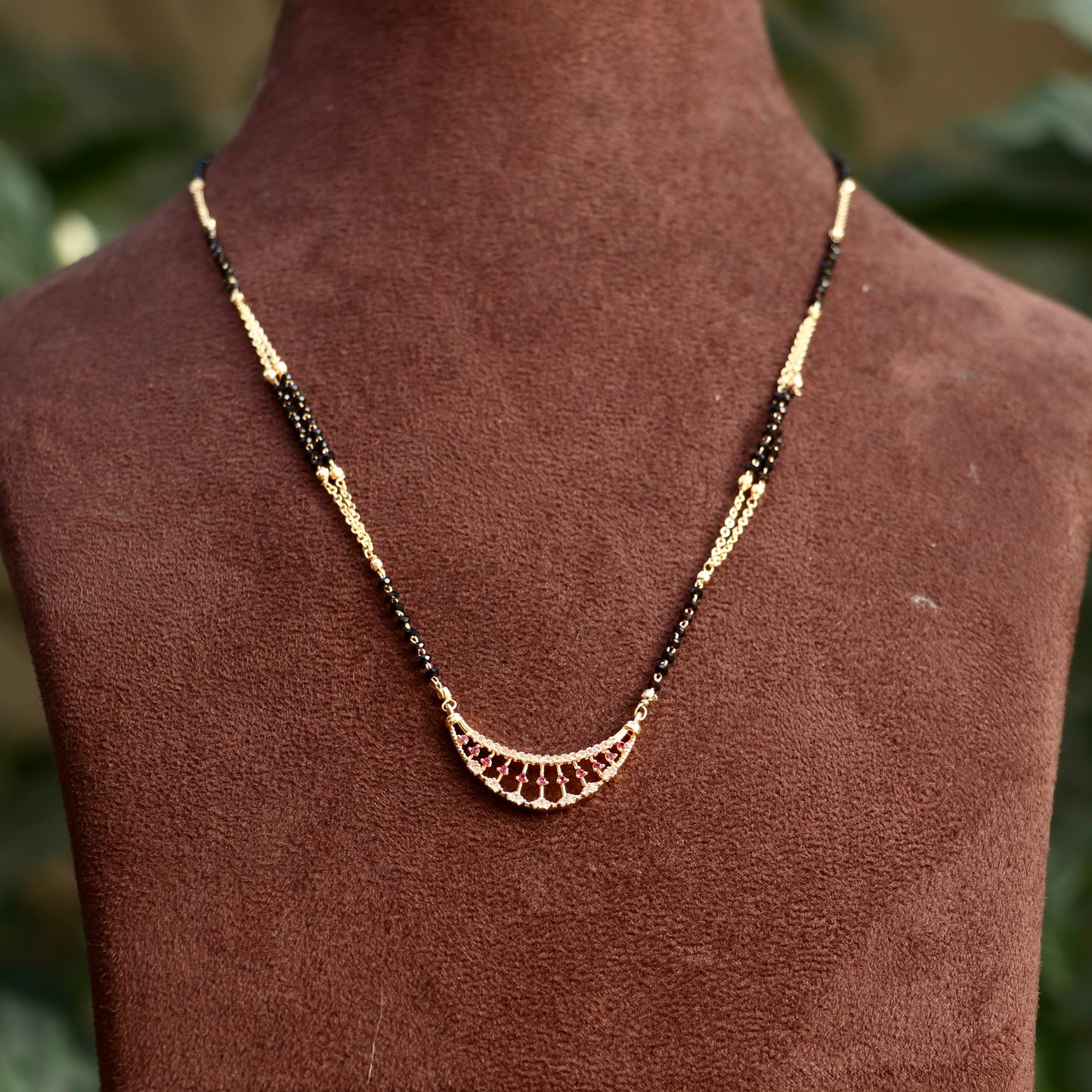 AD Black Beads Mangalsutra