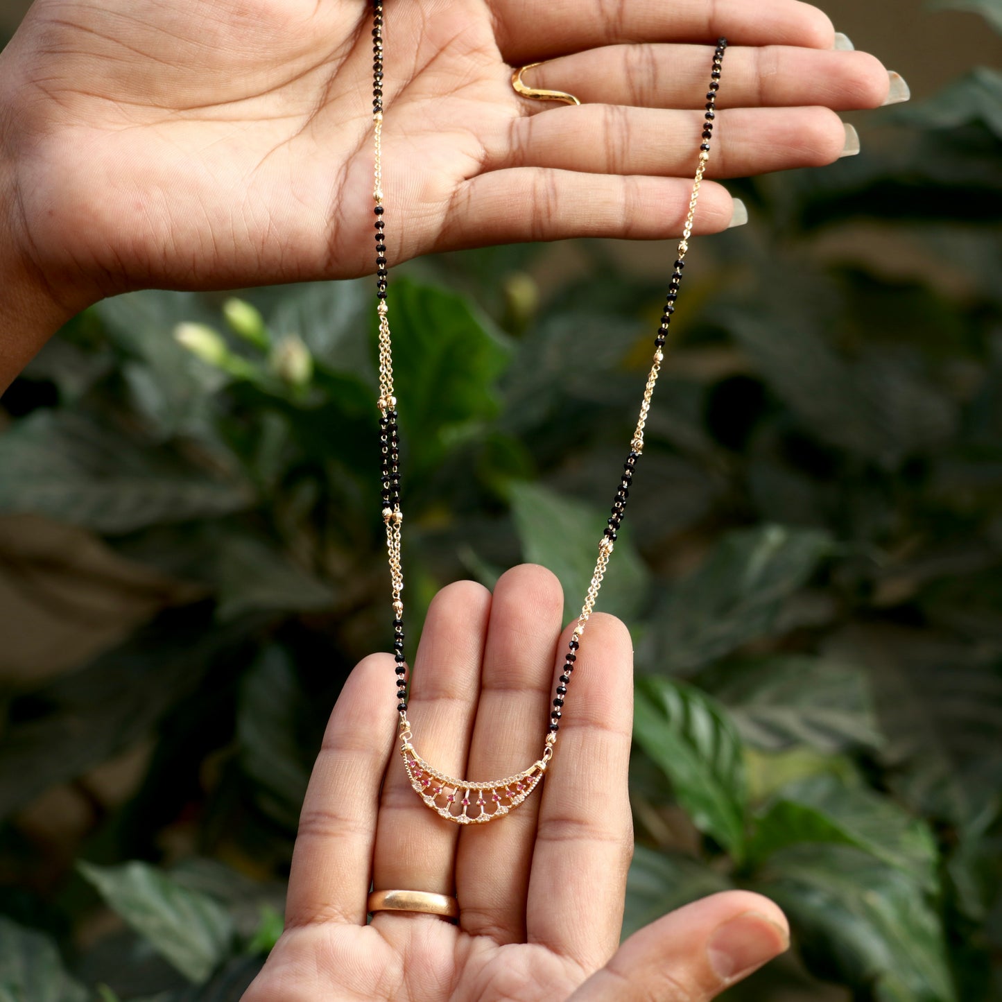 AD Black Beads Mangalsutra