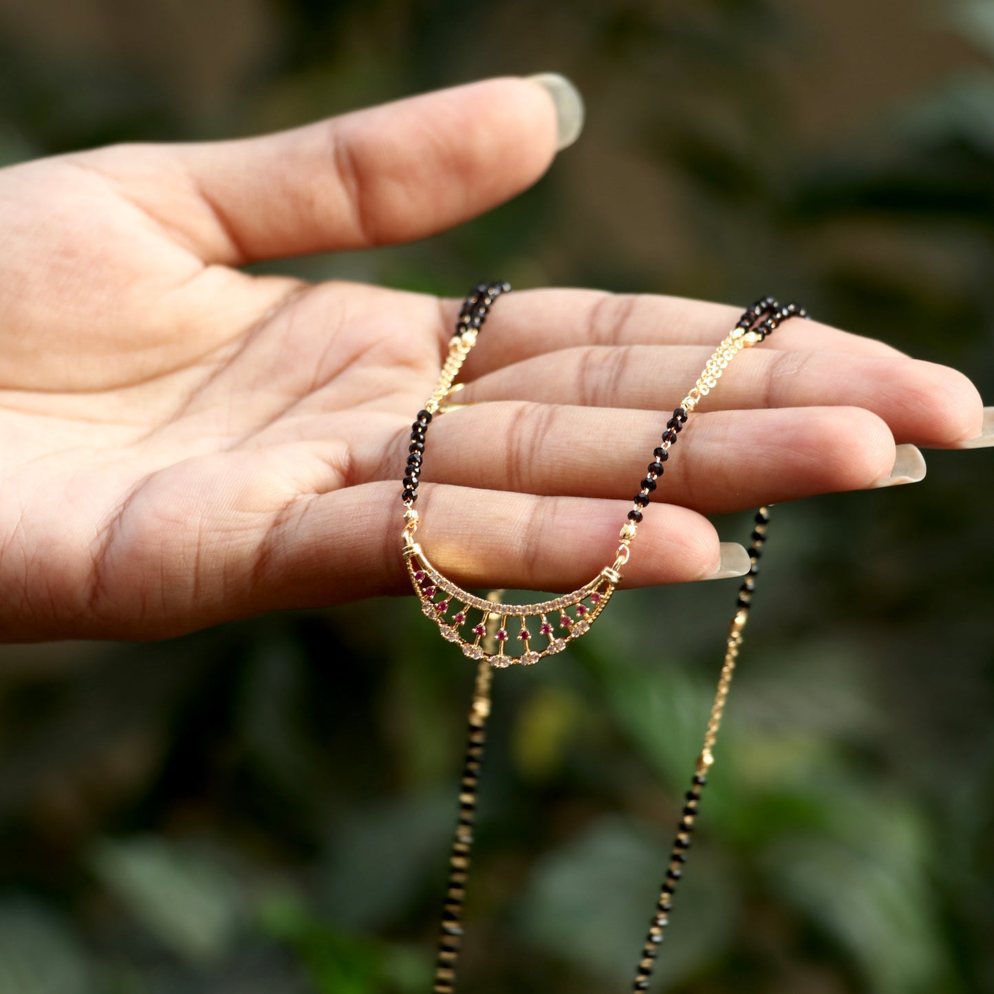 AD Black Beads Mangalsutra