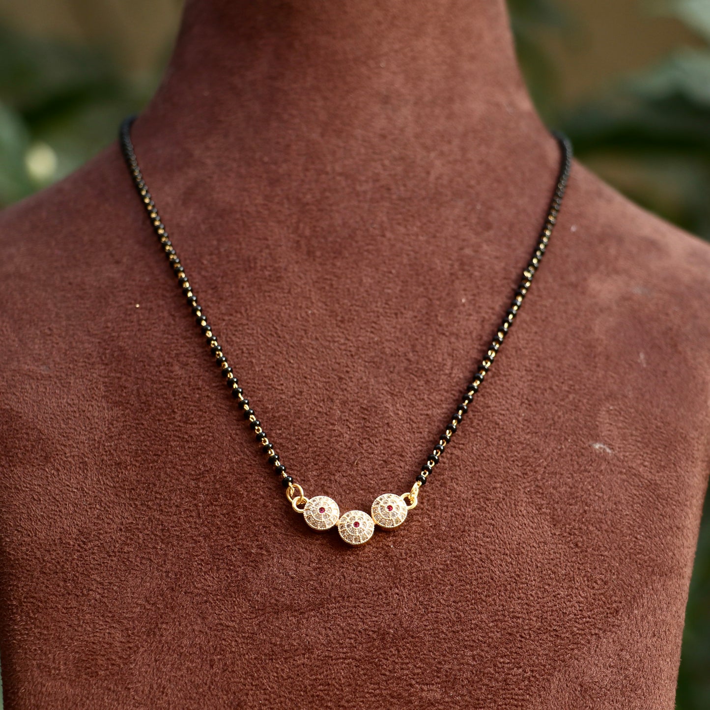 AD Black Beads Mangalsutra