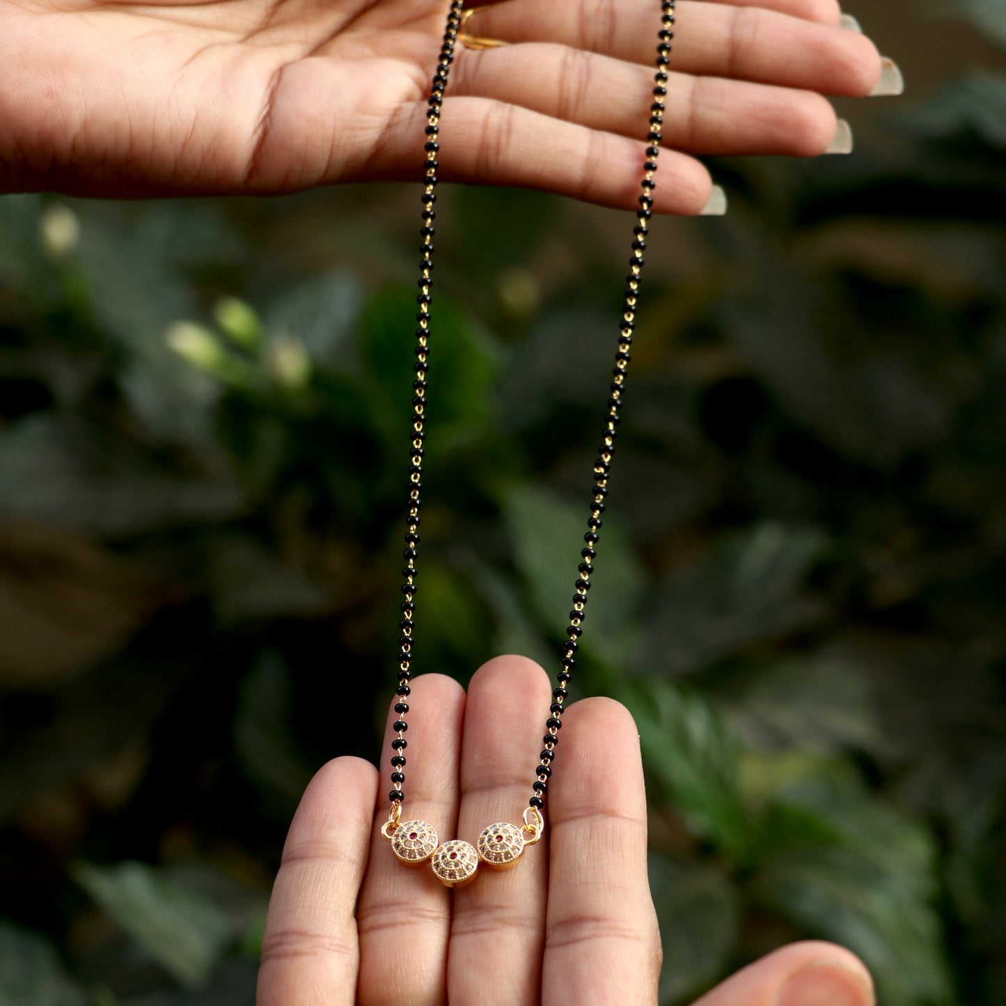 AD Black Beads Mangalsutra