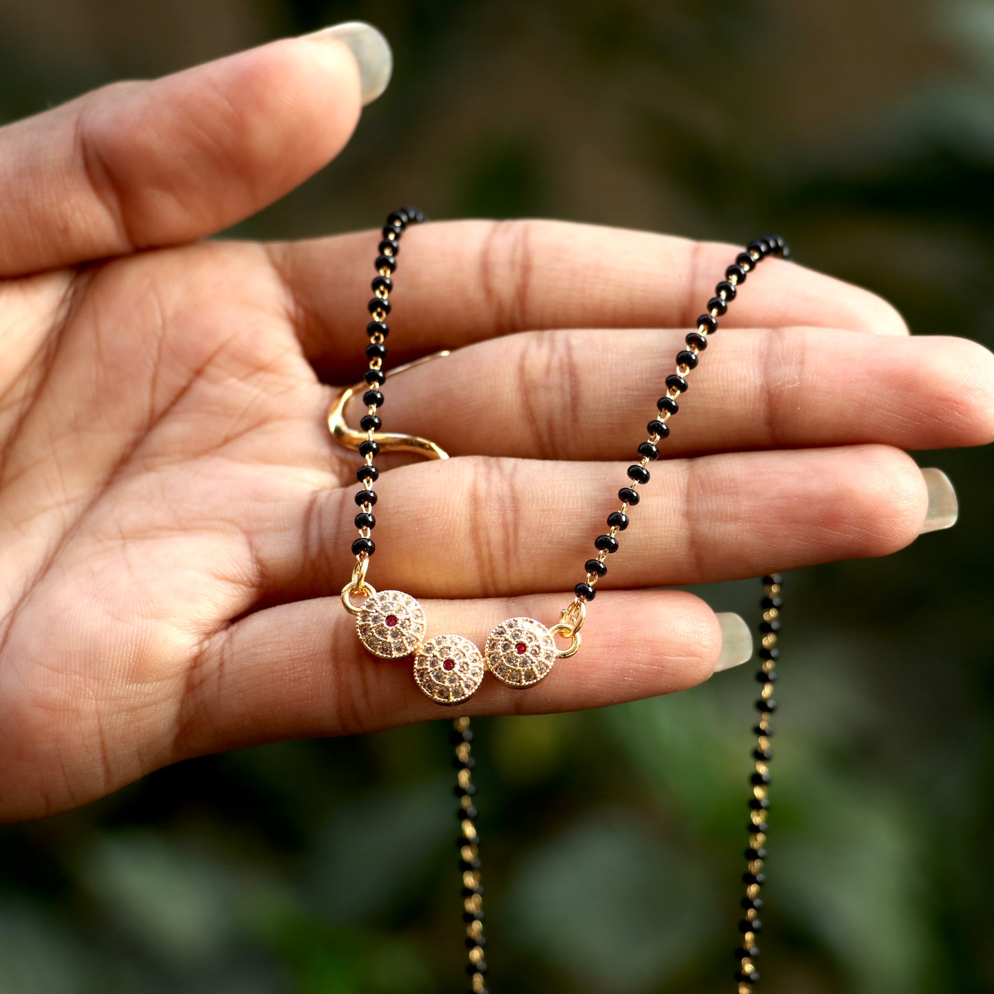 AD Black Beads Mangalsutra