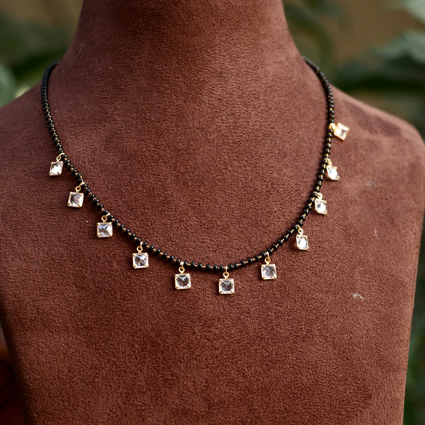 AD Black Beads Mangalsutra