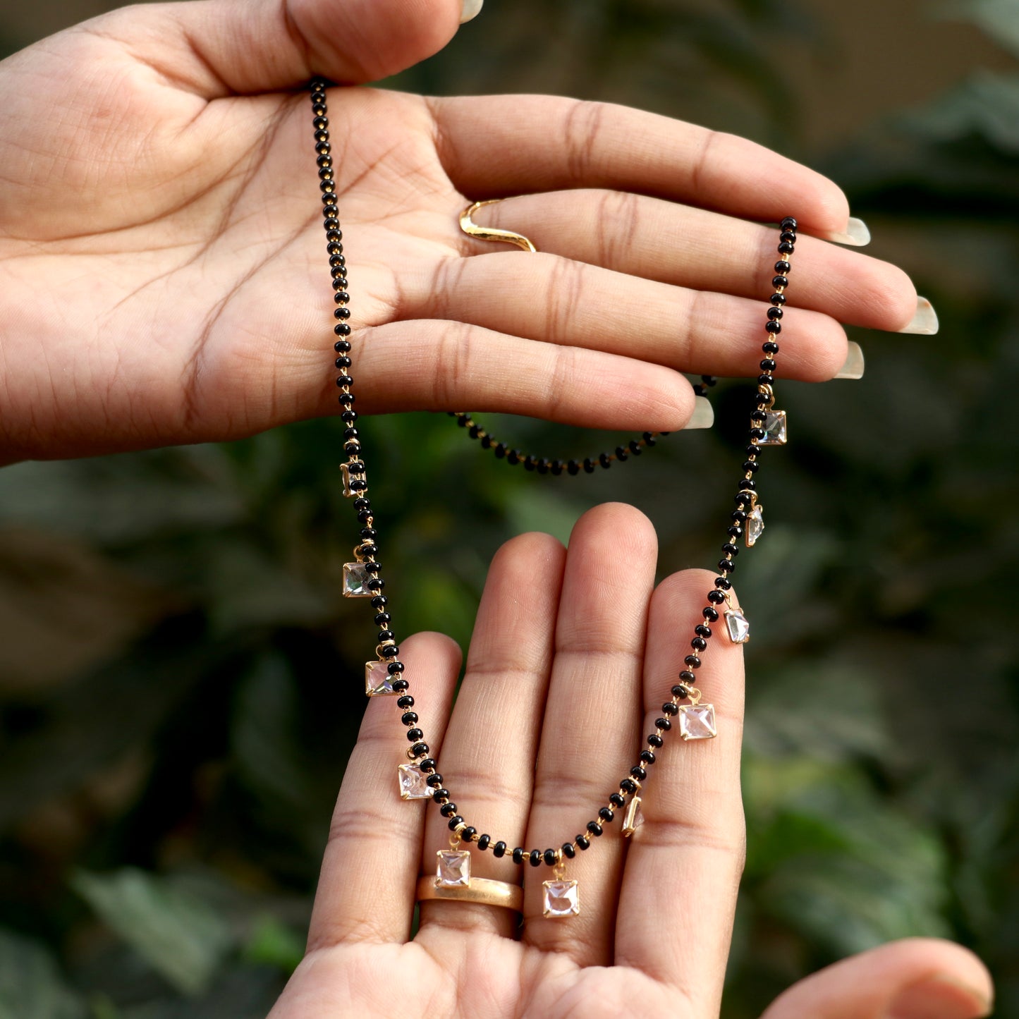 AD Black Beads Mangalsutra