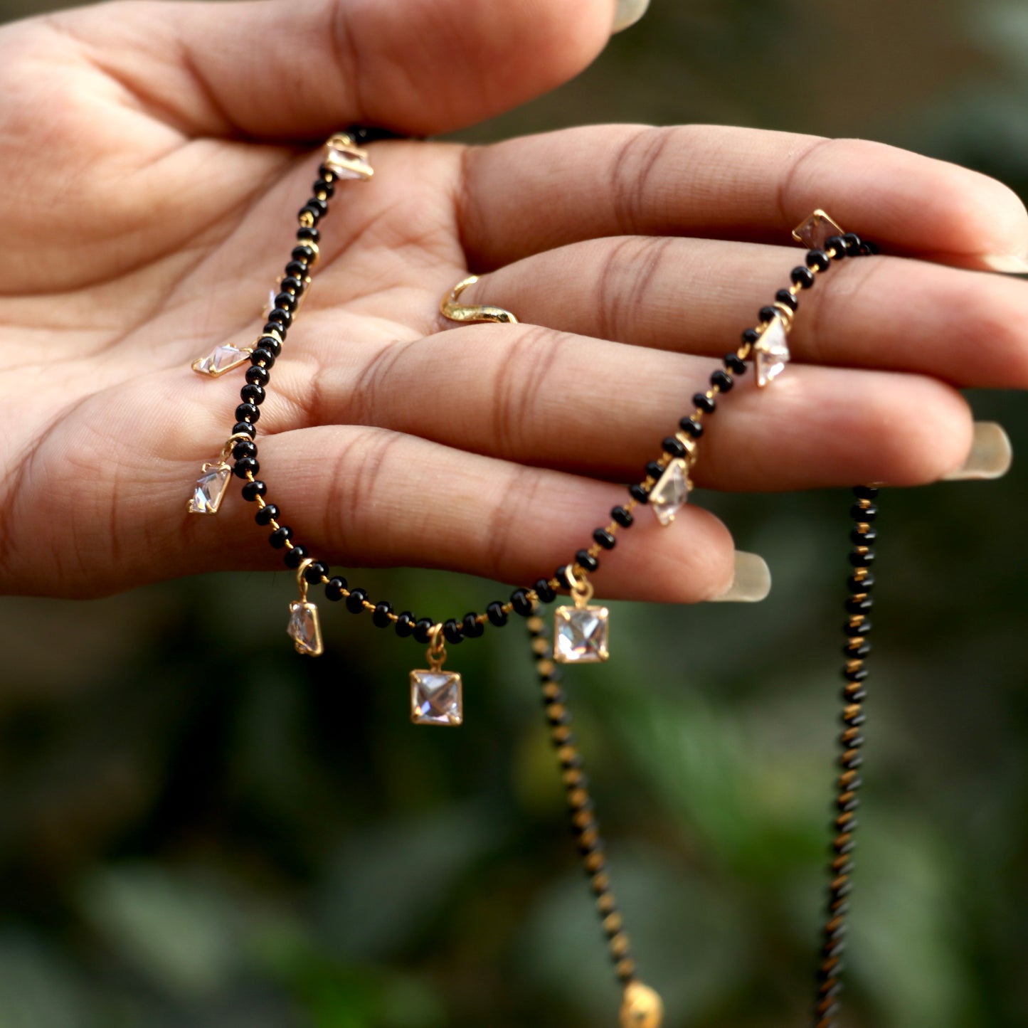AD Black Beads Mangalsutra