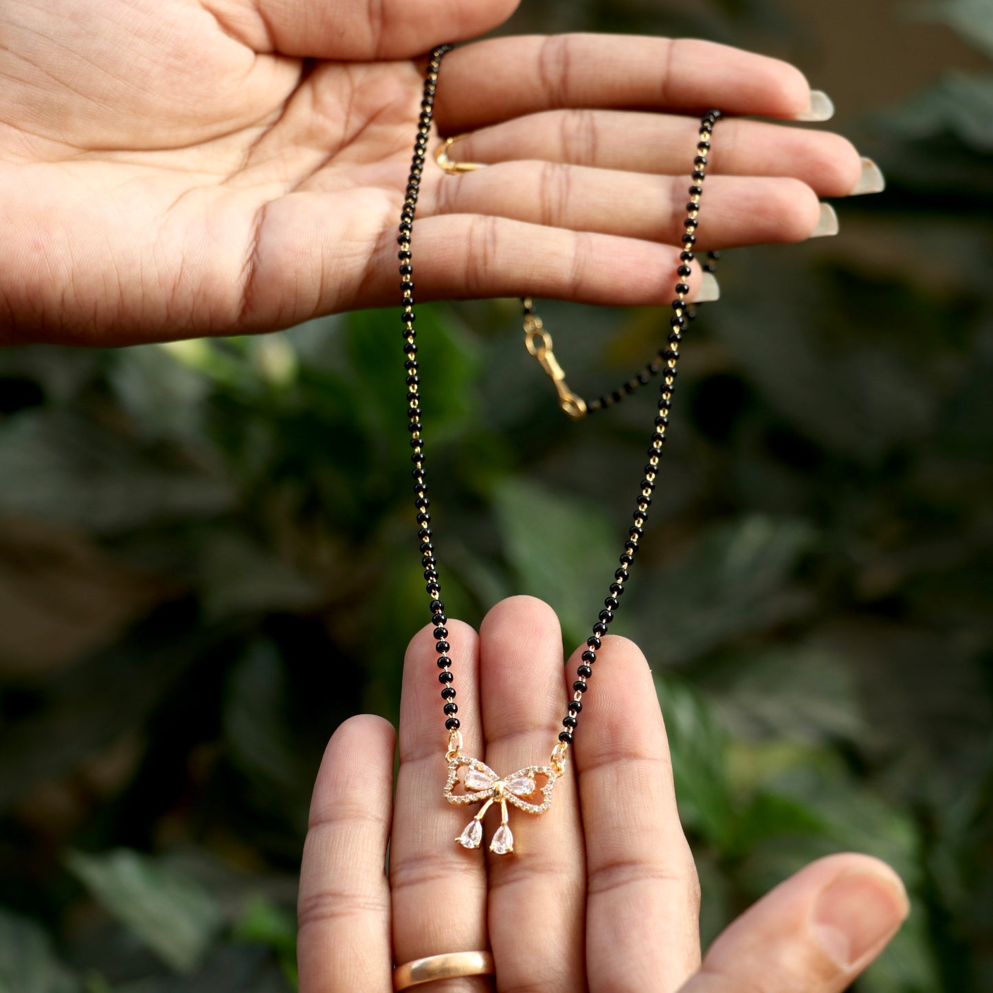 AD Black Beads Mangalsutra