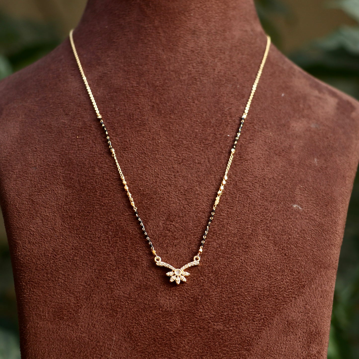 AD Black Beads Mangalsutra