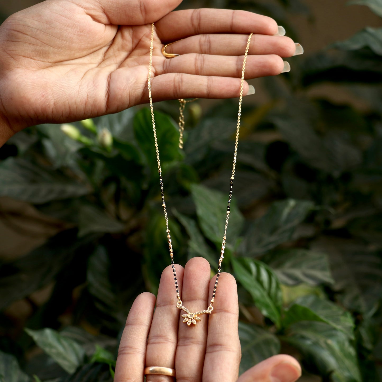AD Black Beads Mangalsutra