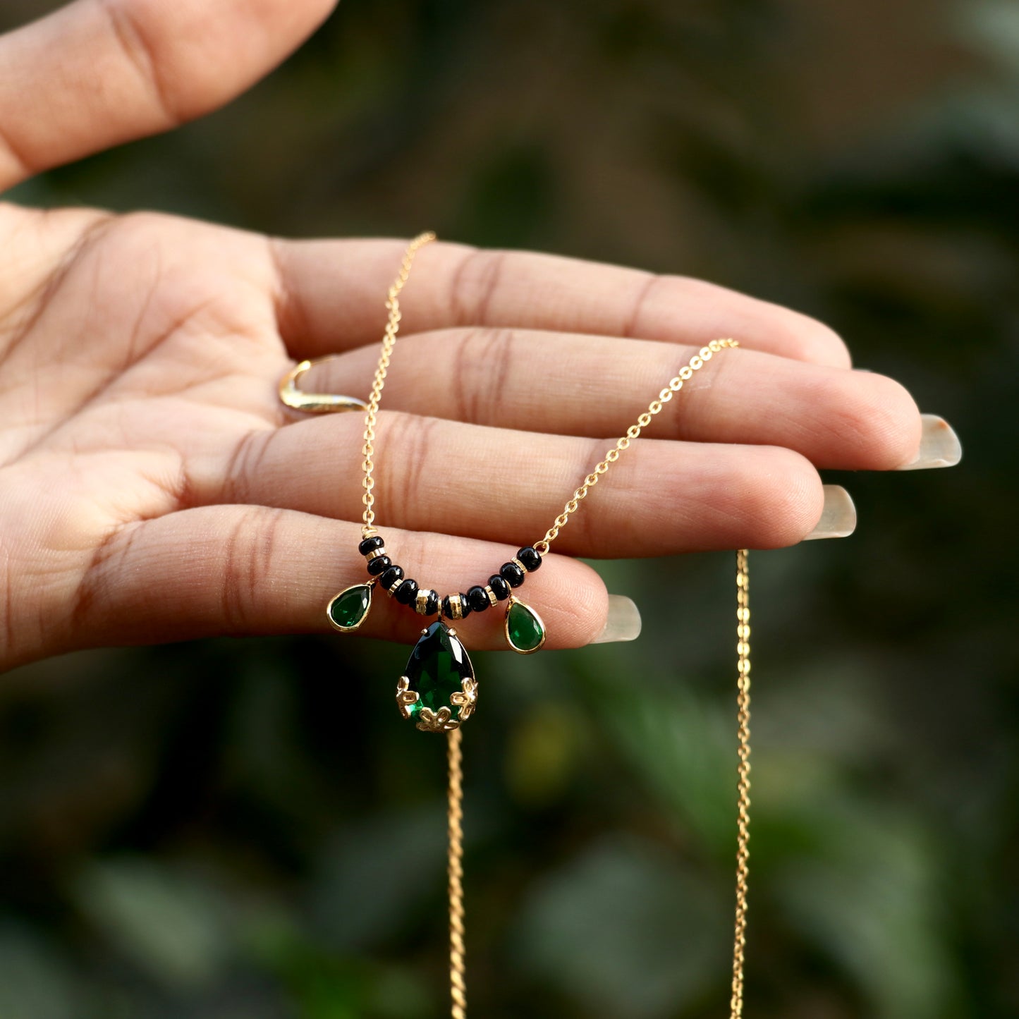 AD Black Beads Mangalsutra