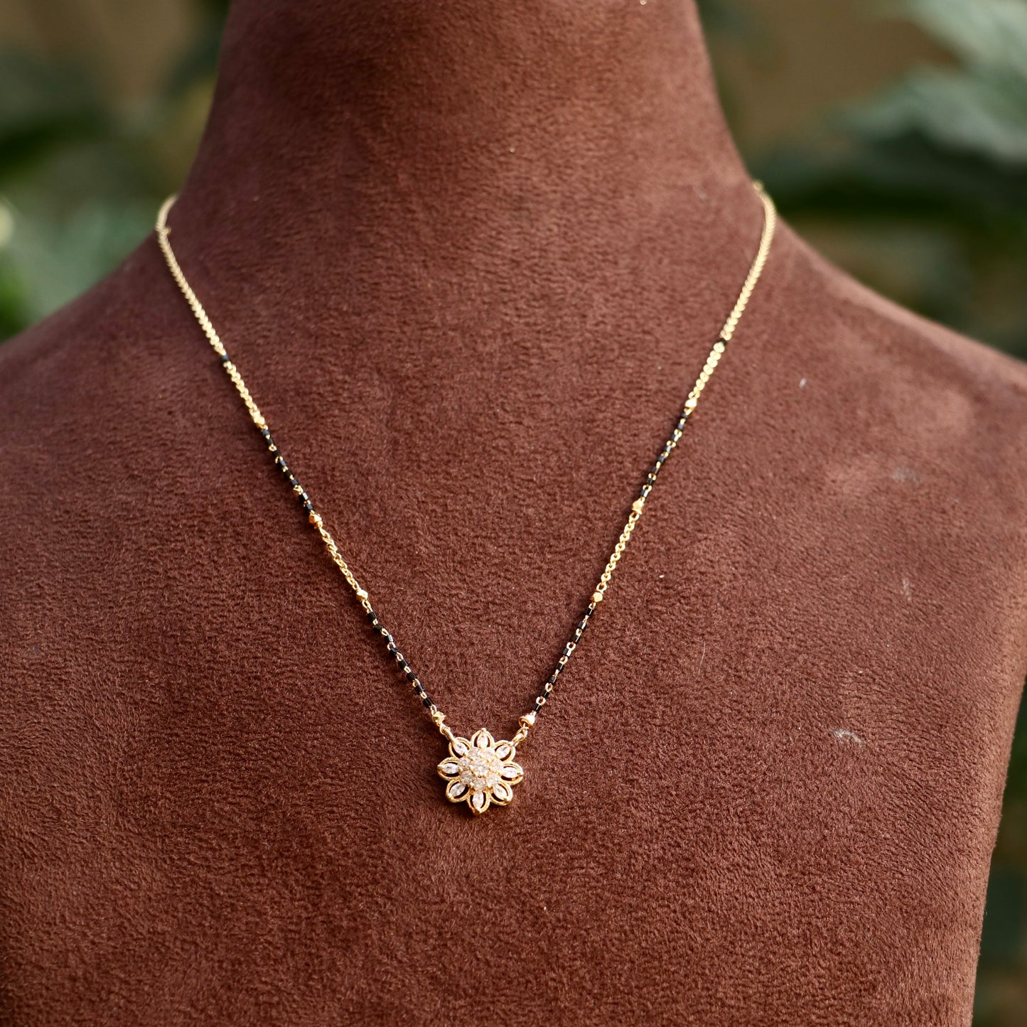 AD Black Beads Mangalsutra