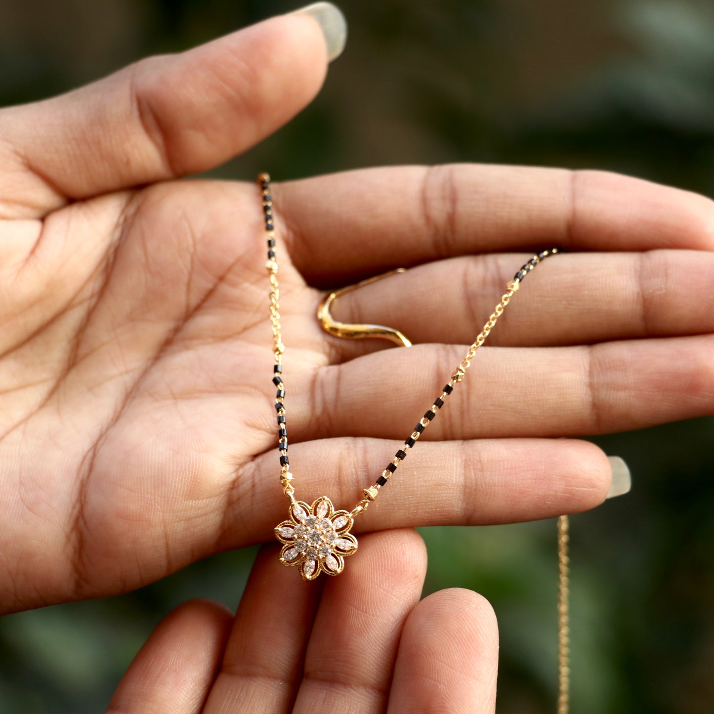 AD Black Beads Mangalsutra