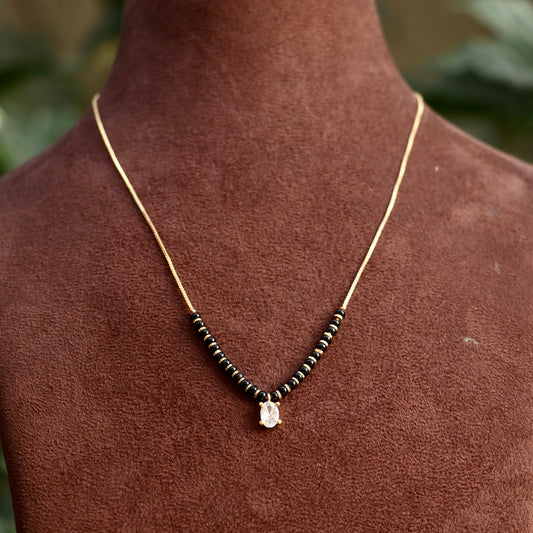 AD Black Beads Mangalsutra