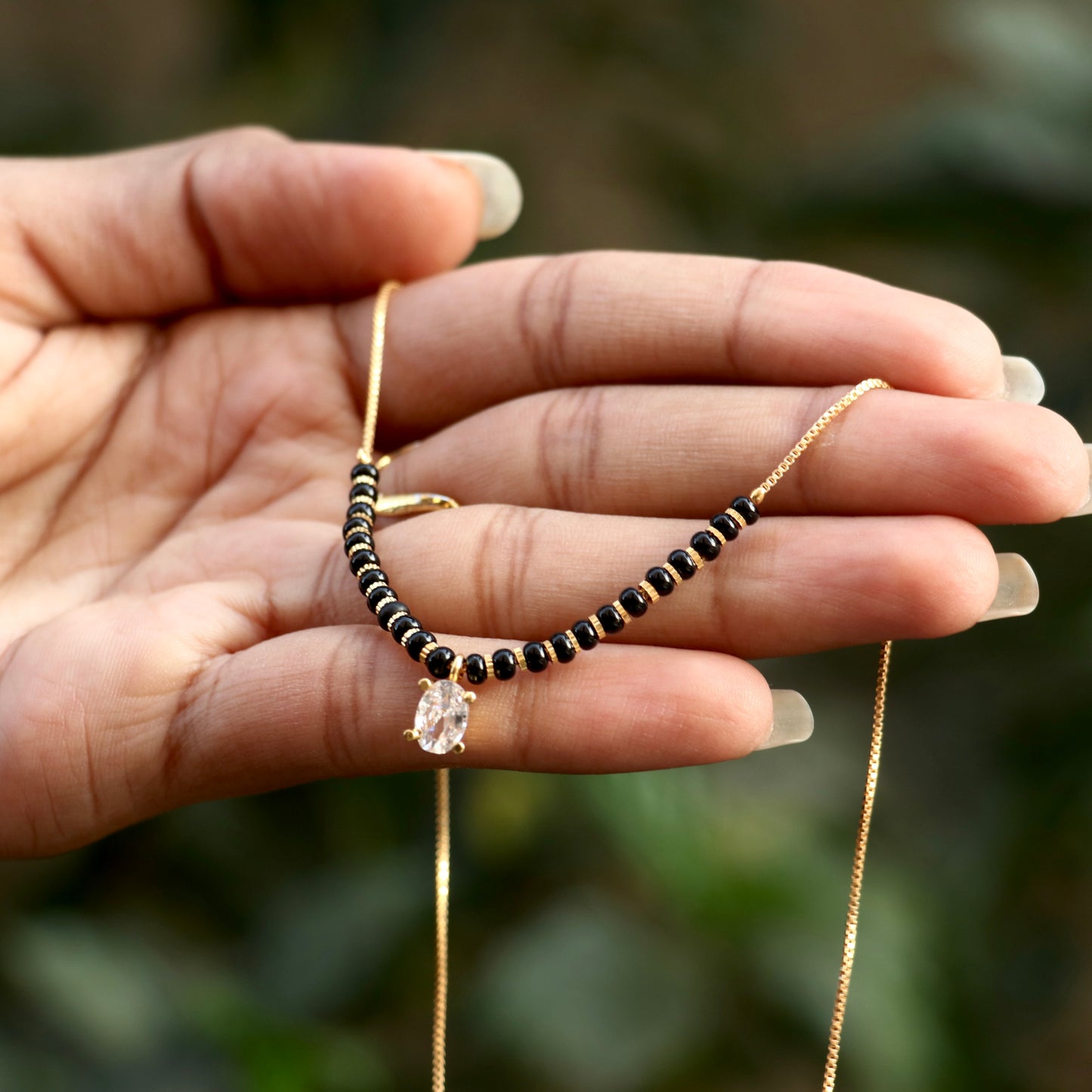 AD Black Beads Mangalsutra