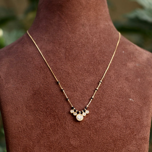 AD Black Beads Mangalsutra