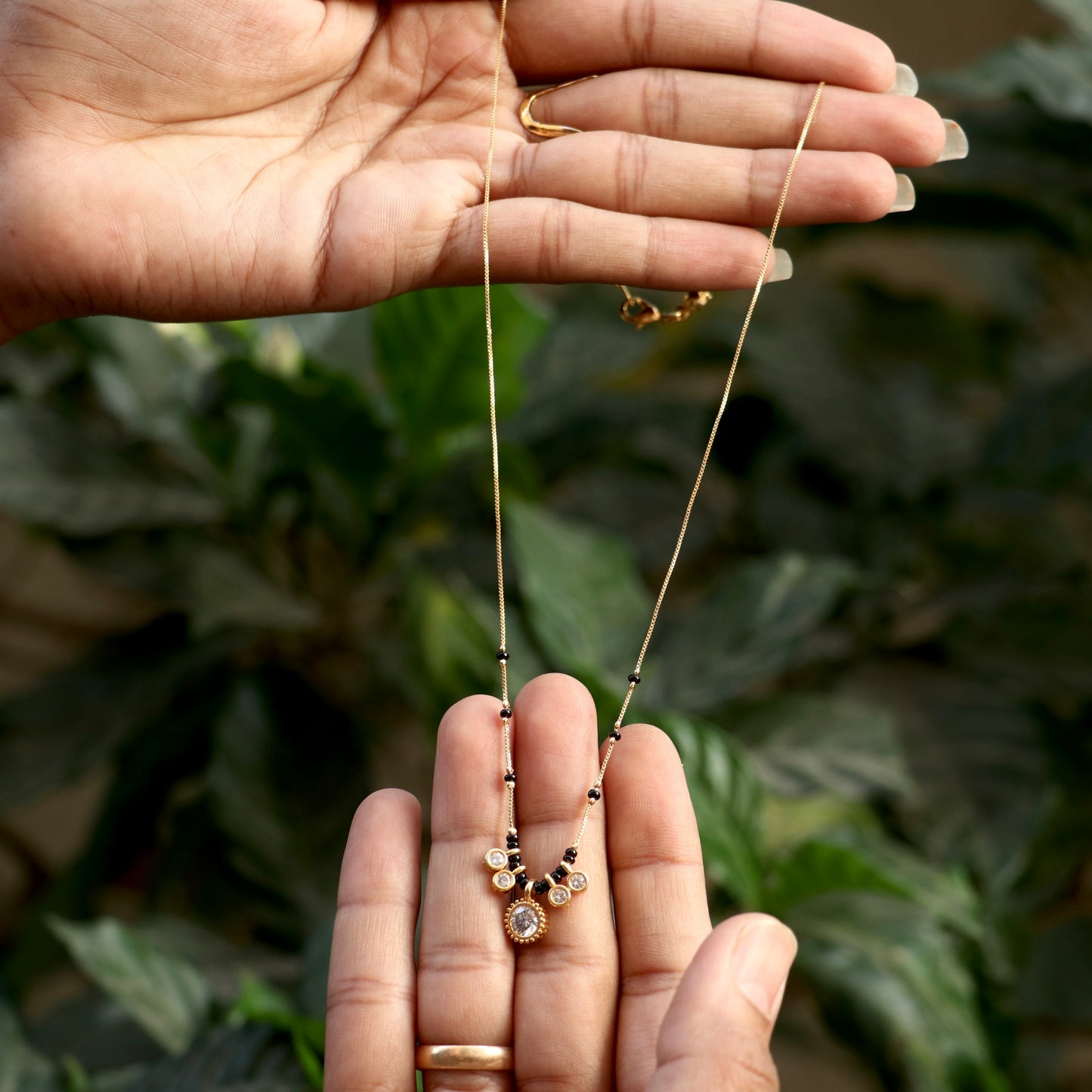 AD Black Beads Mangalsutra