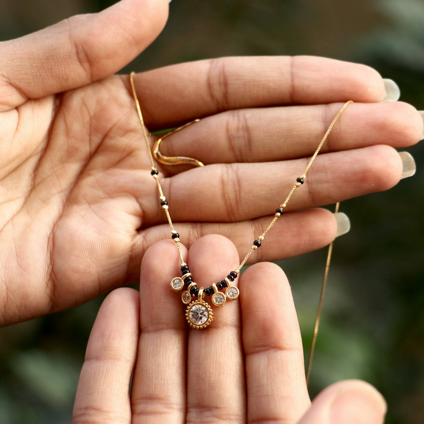 AD Black Beads Mangalsutra