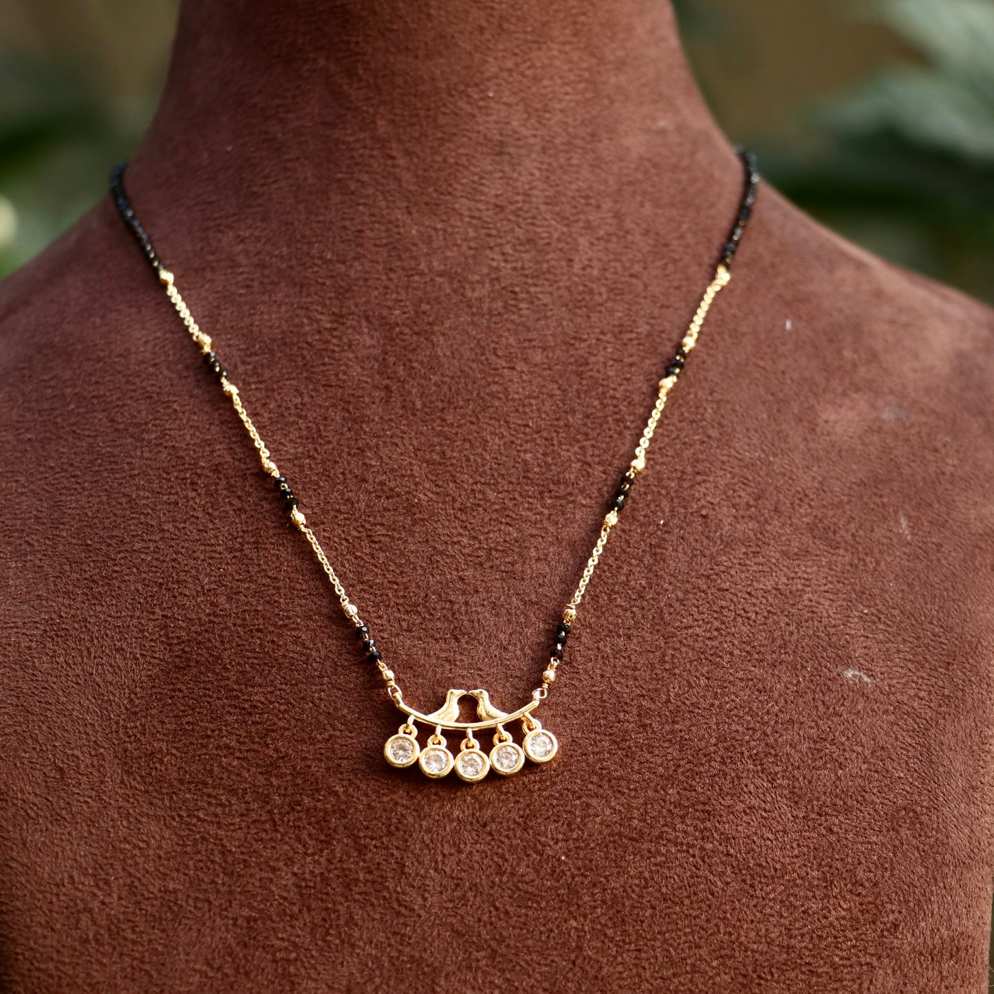 AD Black Beads Mangalsutra