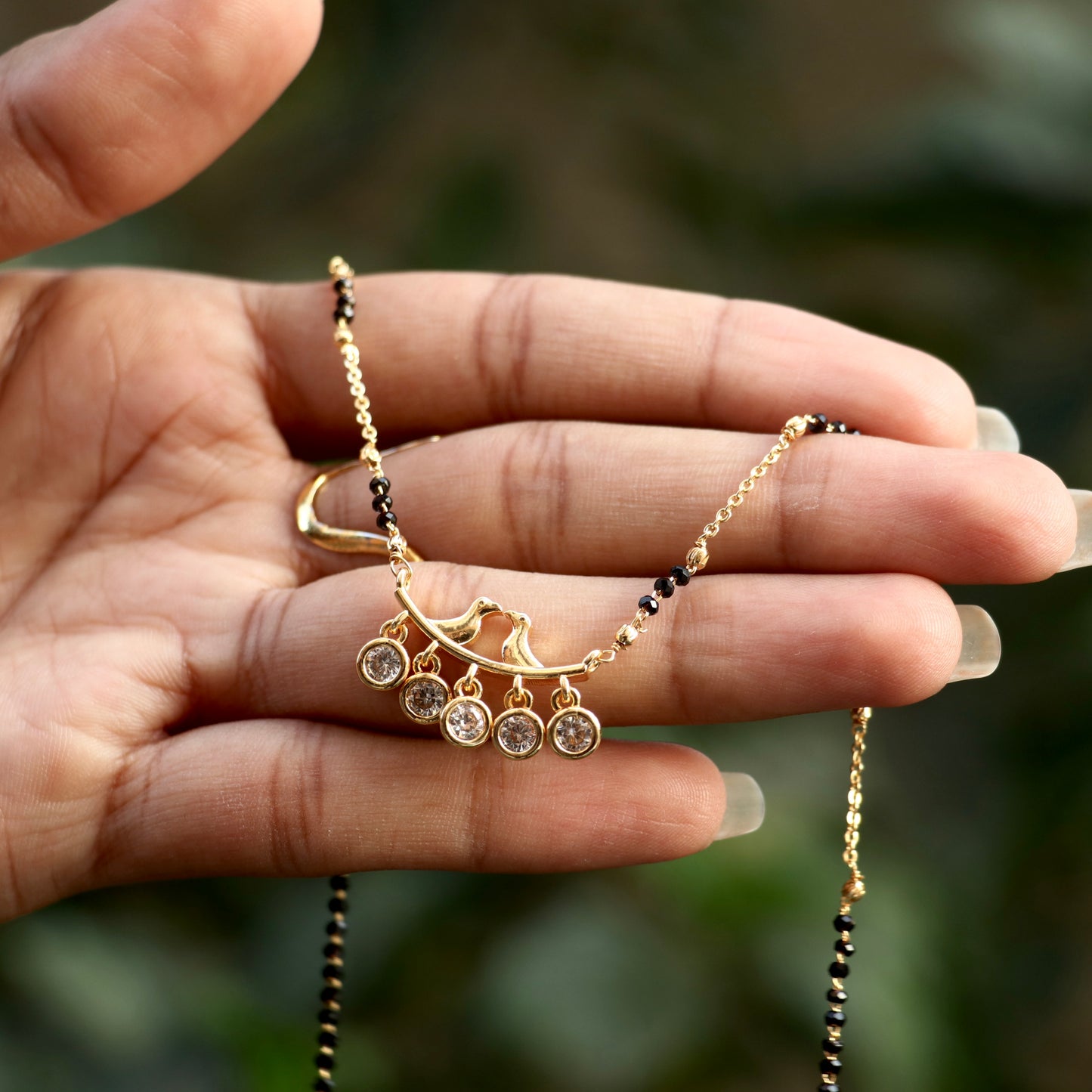 AD Black Beads Mangalsutra